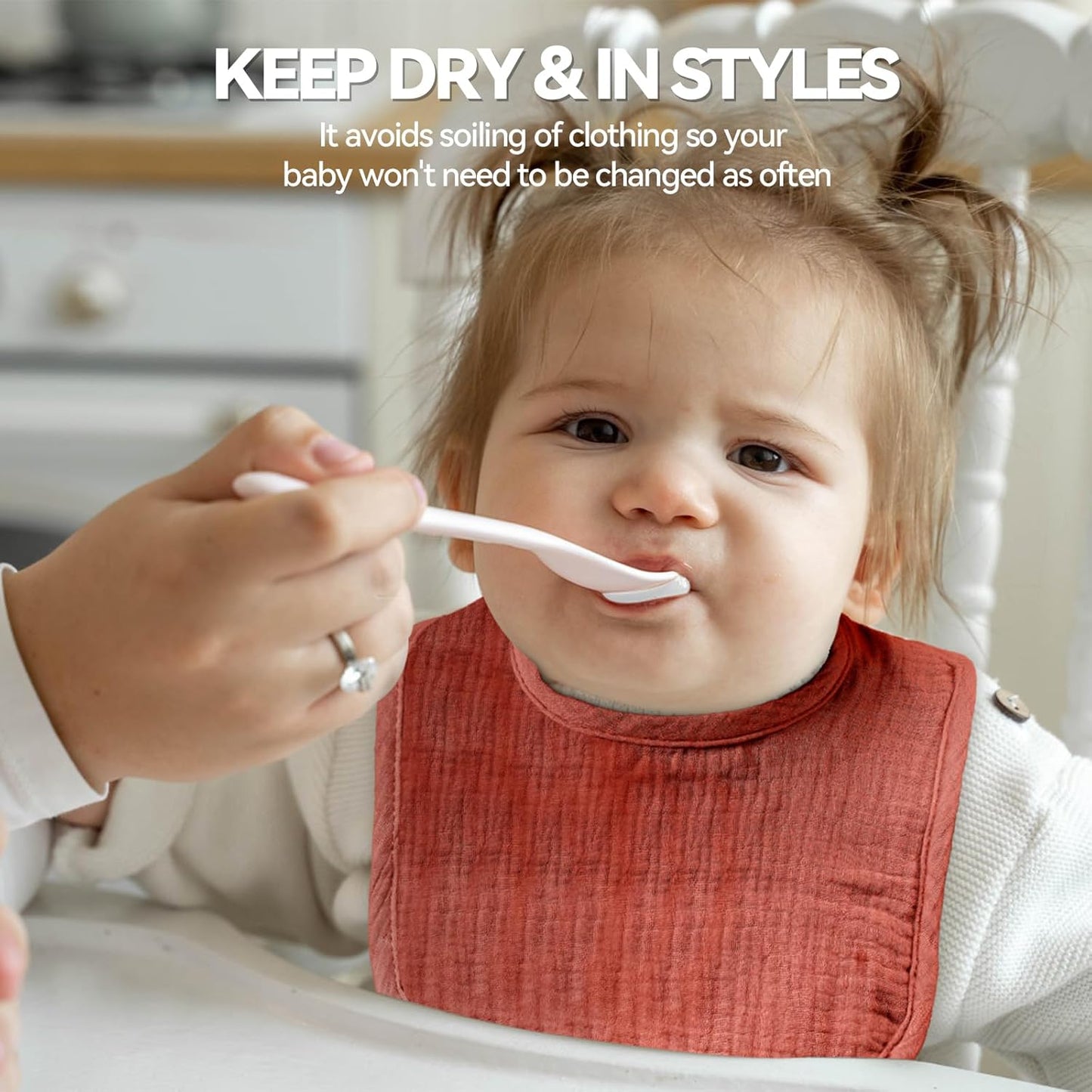 Muslin Baby Bibs for Unisex Boys Girls, Cotton Drool Bibs, Adjustable Newborn Bibs for Drooling and Teething