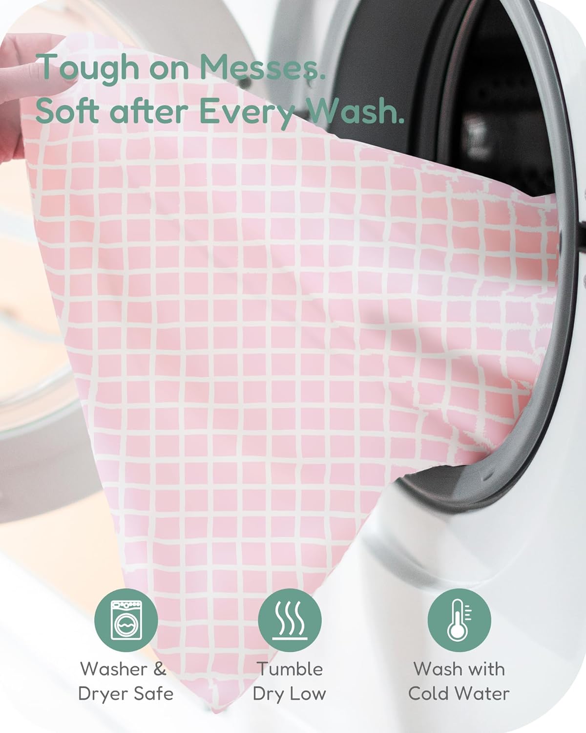 Pack and Play Sheets Fitted, Soft and Breathable Flower&Pink Checkered, Neutral Pack N Play Mattress Sheets, Hypoallergenic, Cozy and Safe, 2 Pack