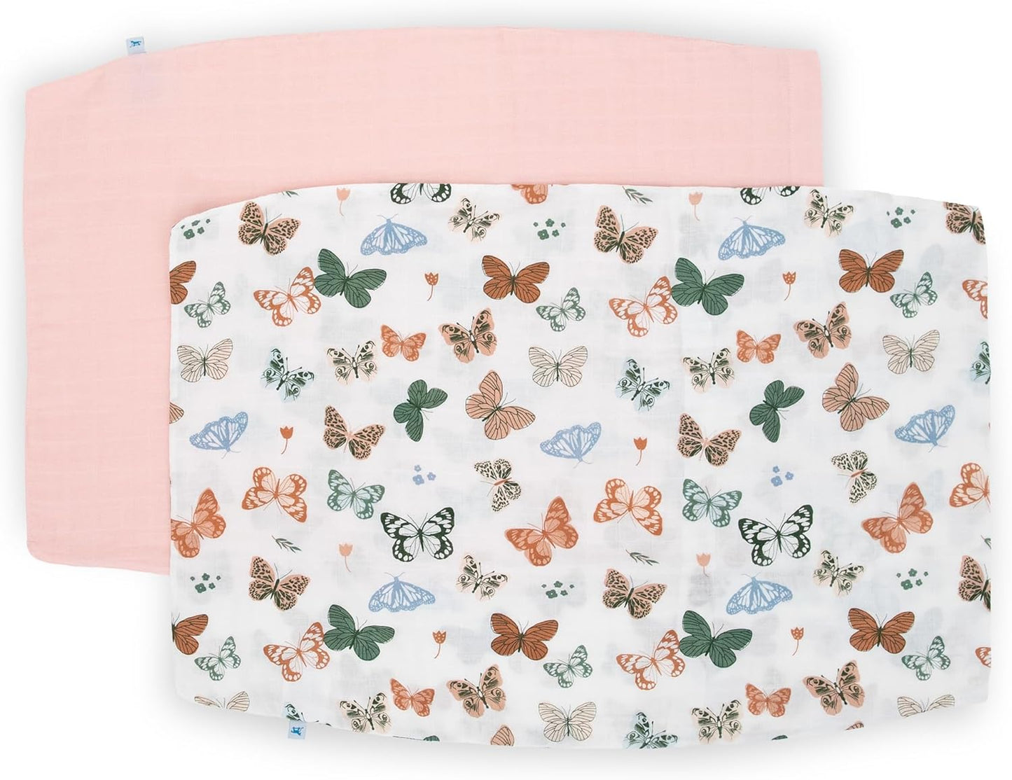 Little Unicorn Standard Pillowcase 2 Pack | Super Soft & Breathable Muslin Fabric | Snug Envelope Closure (Butterflies 2)