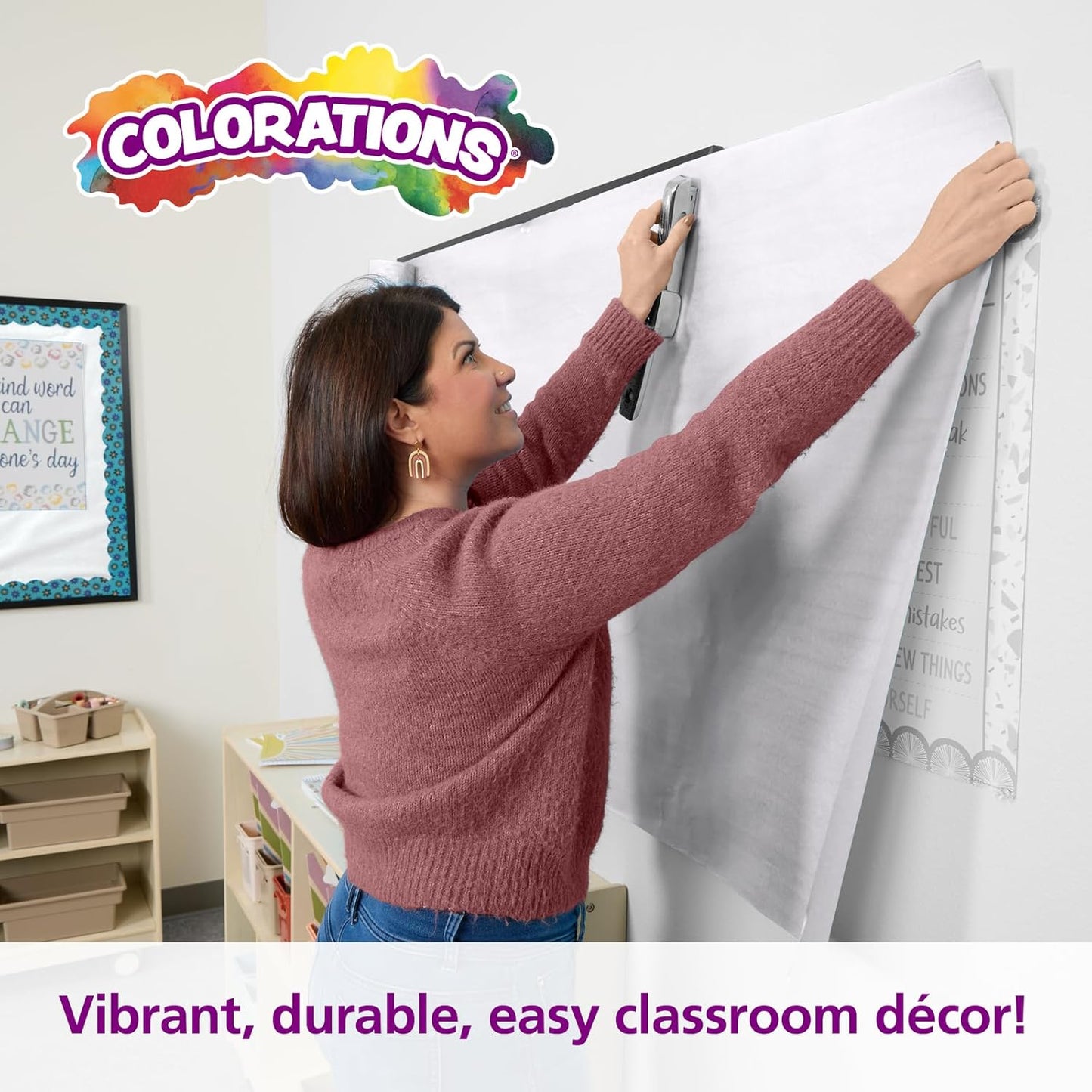 Colorations Dual Surface Paper Roll Classroom Supplies for Arts and Crafts White (36" x 1000') (Item # DSWH)
