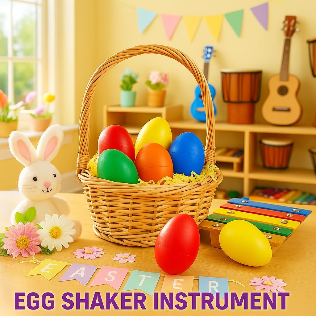 GIFTEXPRESS 50 PCS Easter Egg Shakers for Kids – Colorful Percussion Musical Maracas for Toddlers, Baby Sensory Toys, Easter Basket Fillers, Preschool Rhythm Instruments, Classroom Noise Makers