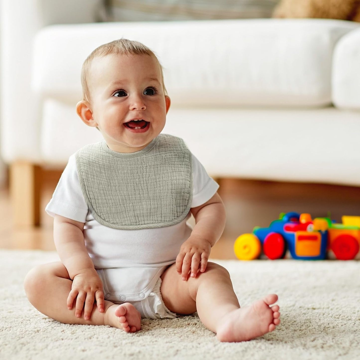 6-Pack Muslin Baby Bibs for Unisex Boys Girls, Cotton Baby Drool Bibs, Drooling and Teething Bibs for Infant