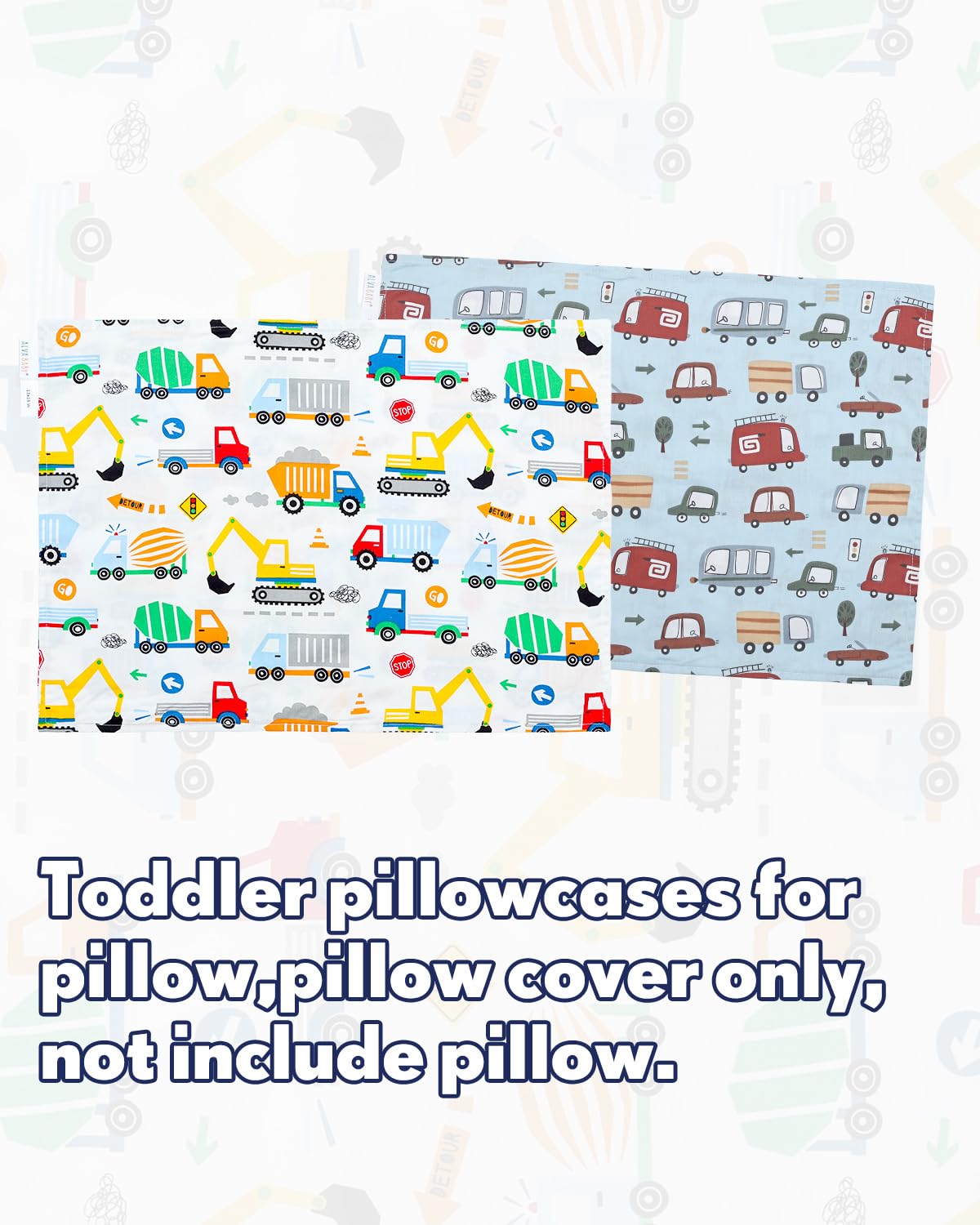 ALVABABY Toddler Pillowcases 2 Pack Organic Cotton Kids Pillow Cover Fit 13"x 18" or 12"x20" Envelope for Girl Boy Sleepy Travel