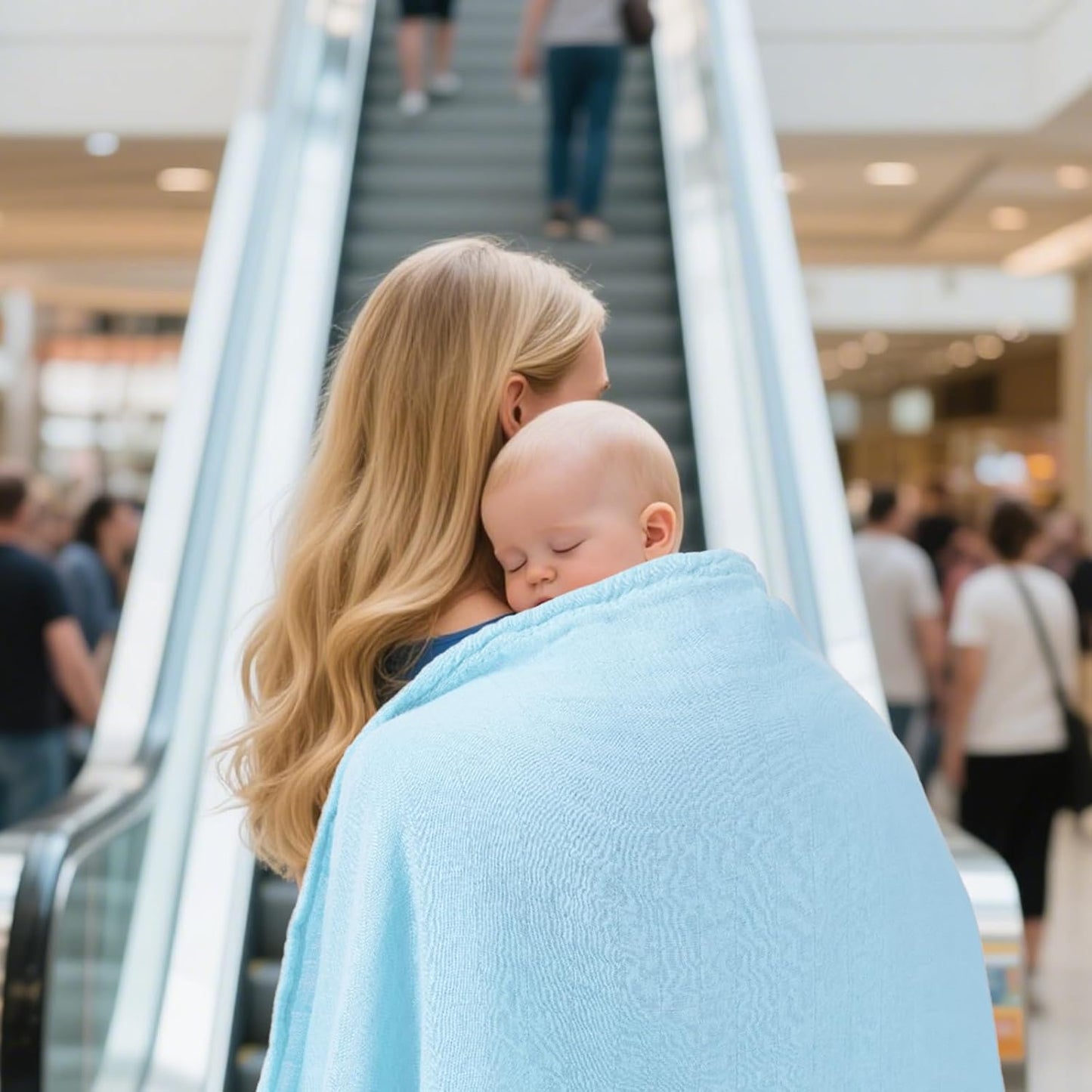 Muslin Swaddle Blankets, Nursery Receiving Blanket for Newborn, Baby Swaddle Wrap Soft Silky & Breathable, 3 Packs, 47 X 47In (White & Blue 3 Pieces)