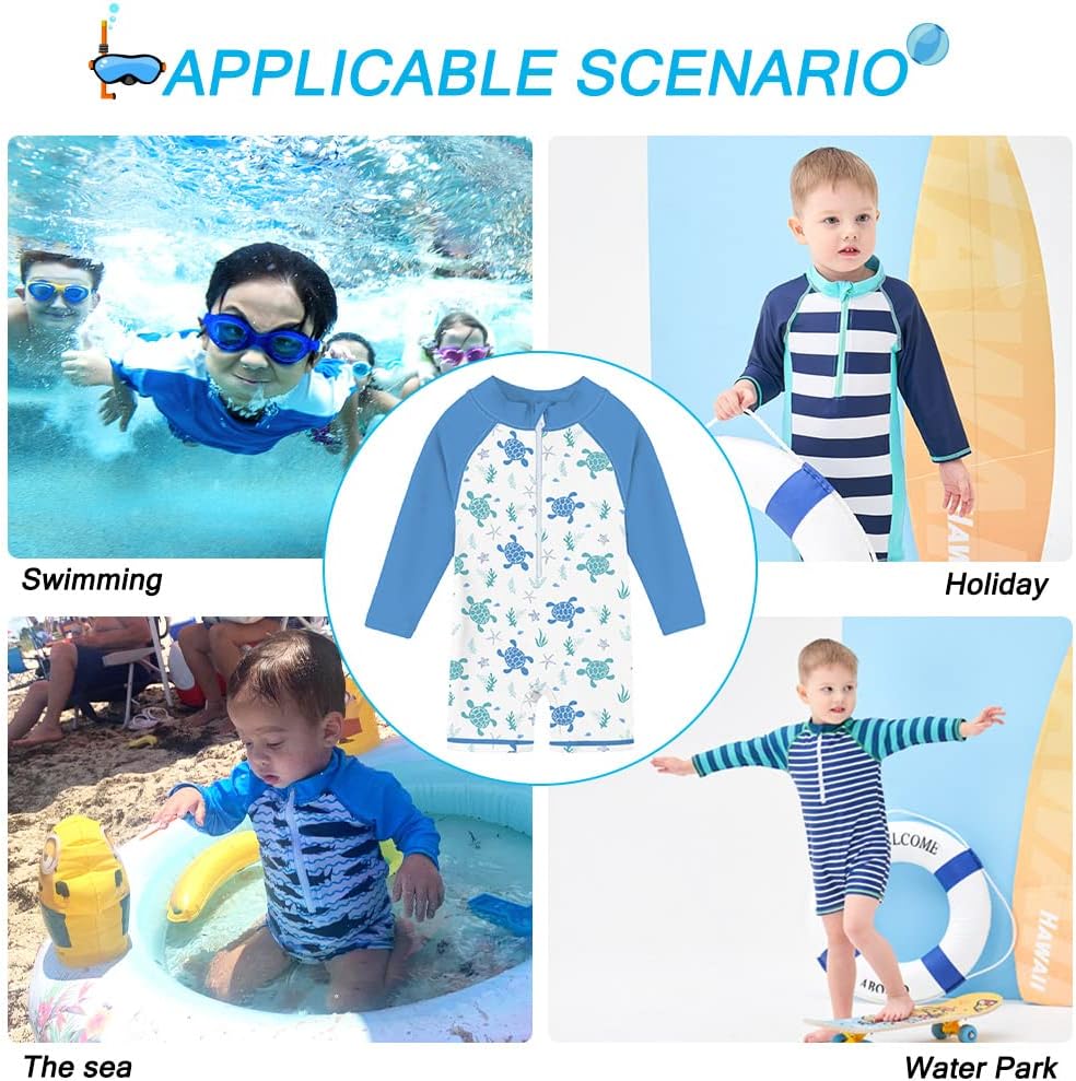 Funnycokid Baby Swimsuit Boy Toddler Bathing Suit Rash Guard UPF 50+ Swimwear 6 Months-4T