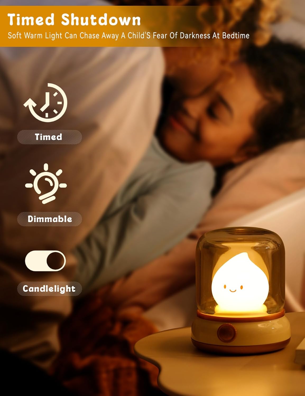 Cute Ghost Campfire Lamp, Halloween Decor,Kids Night Light,Adjustable Dimmable Rechargeable Night Light for Kids, Girls, Boys Gifts,Halloween,Christmas Decorations