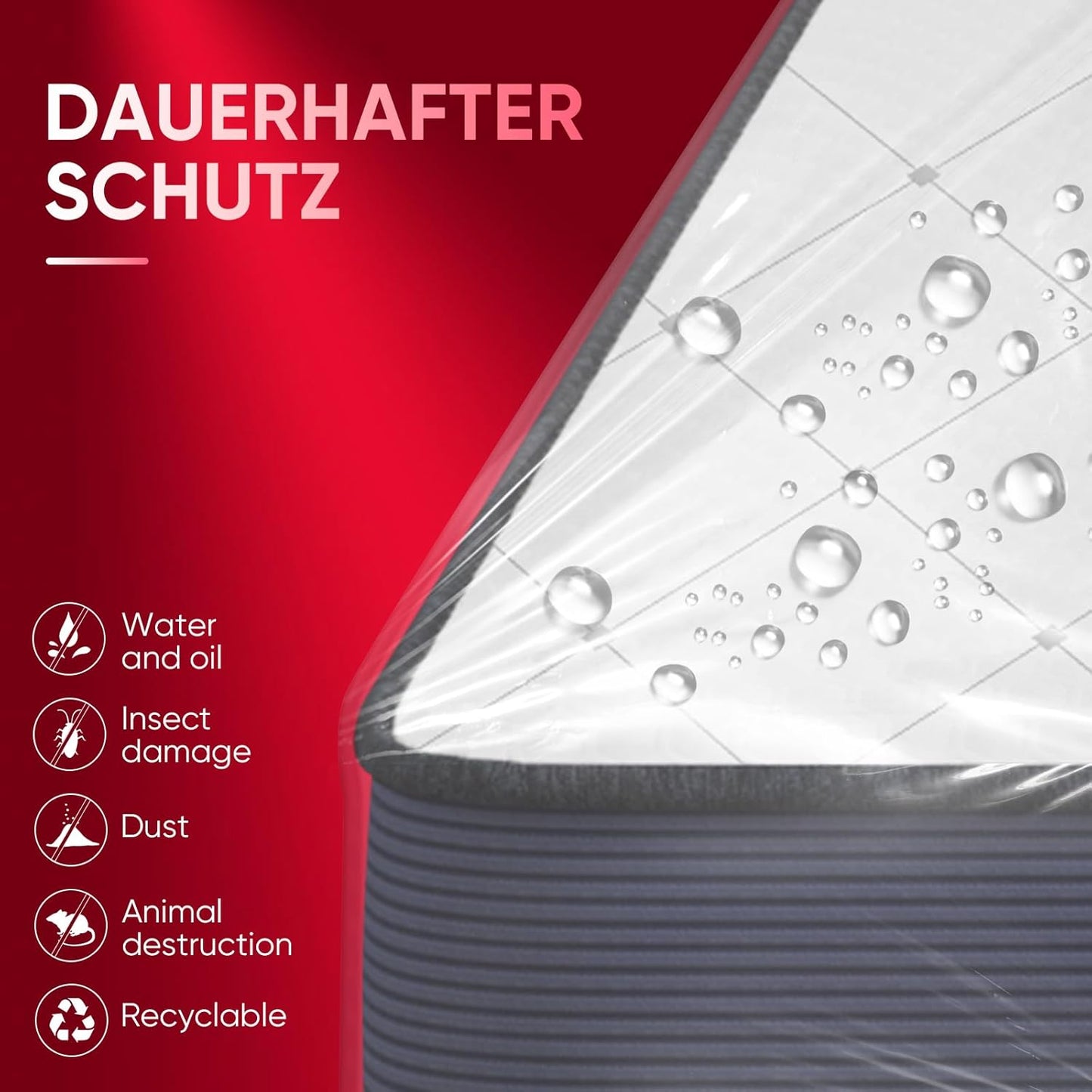 ZCHENBS® – Mattress Bags for Moving and Storage,Mattress Bag with Zippers,5 Mil Ultra-Thick Bed Bag,Waterproof,Anti-Tear,Heavy-Duty Mattress bag (Transaparent/Red, King/California King-(1 Pack))