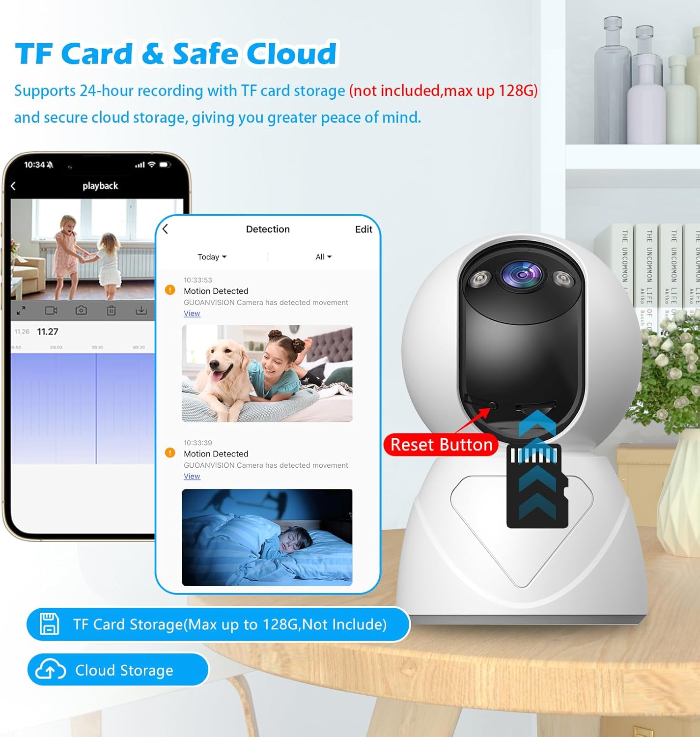 Indoor Security Camera, 5G WiFi Pan/Tilt Home Cameras for Baby Monitor/Pet/Elder/Kids/Bedroom, Auto-Focus and Zoom, Motion Tracking, 2-Way Audio, Siren, 3 Night Vision, Cloud & SD Card Storage