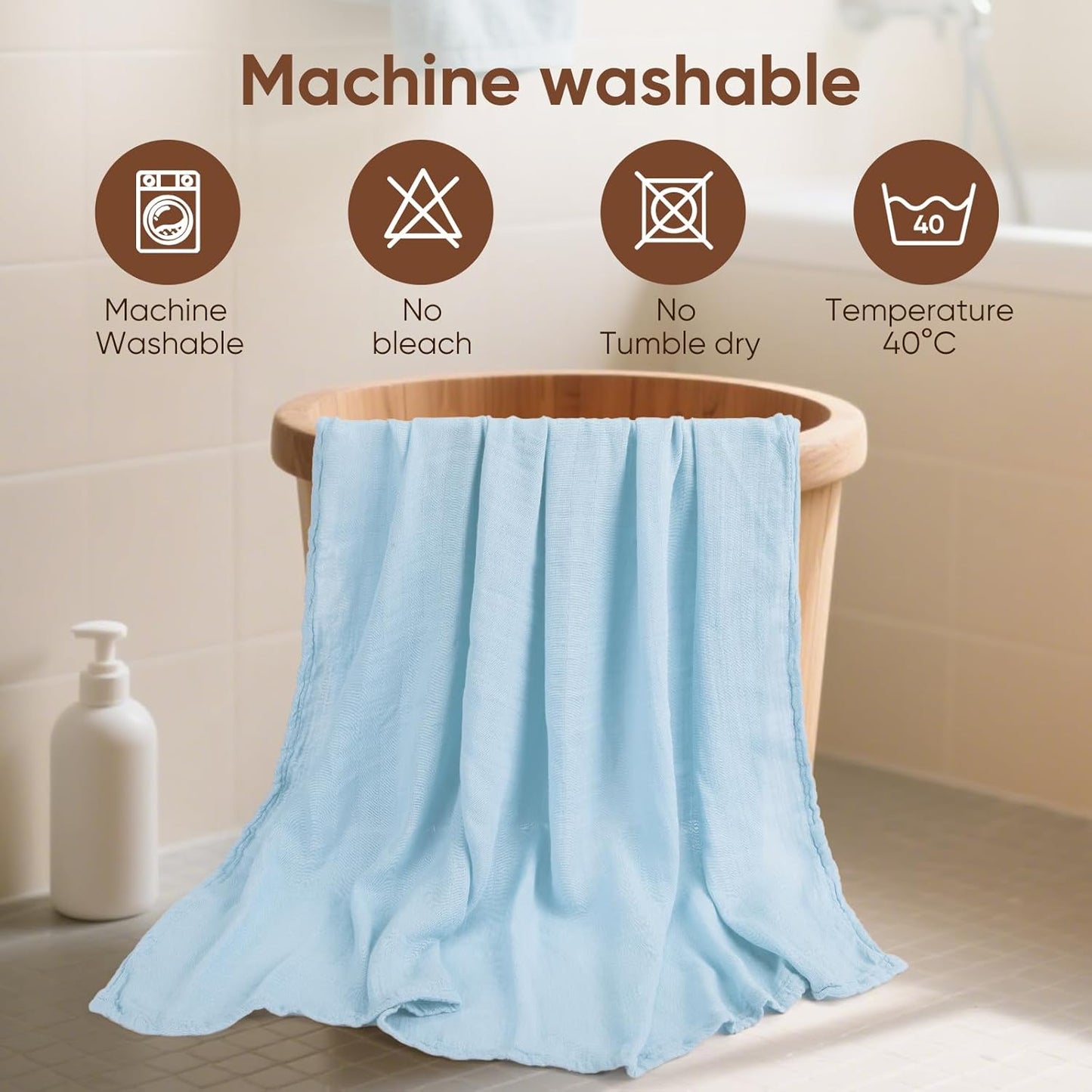 Muslin Swaddle Blankets, Nursery Receiving Blanket for Newborn, Baby Swaddle Wrap Soft Silky & Breathable, 3 Packs, 47 X 47In (Pink & Blue 3 Pieces)