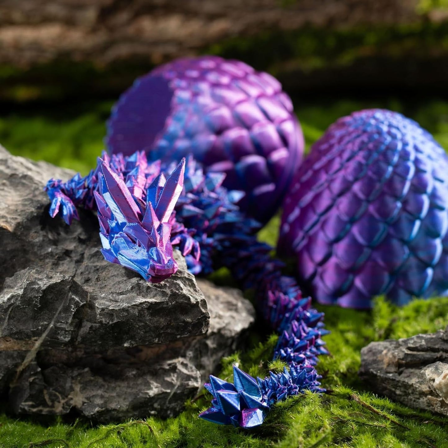 3D Printed Dragon in Egg, Full Articulated Dragon Crystal Dragon with Dragon Egg, Home Office Decor Executive Desk Toys, Adults Fidget Toys for Autism ADHD,3D Printed Gift
