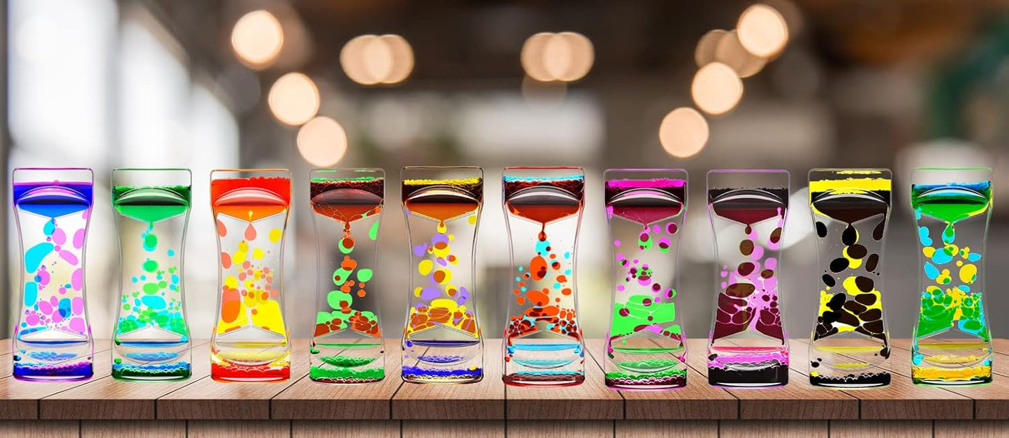 Liquid Motion Bubbler Timer Set of 3 for Sensory Toys, Drop Oil Water Timers for Fidget Toy, Autism Toys, Relaxing Activity, Home Office Desk Toys, Christmas Stocking Filler Gift