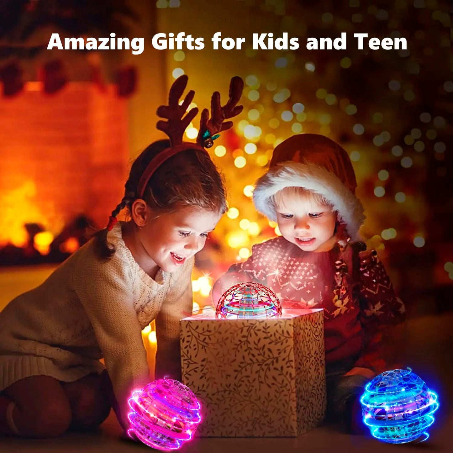 Flying Orb Ball Toy 2024 Upgraded Hoverball Led Magic Orb Drone Ball Fly Orbi Pro Flying Spinner Boomerang Ball for Girls Boy Gifts Age 6-8 -Rose