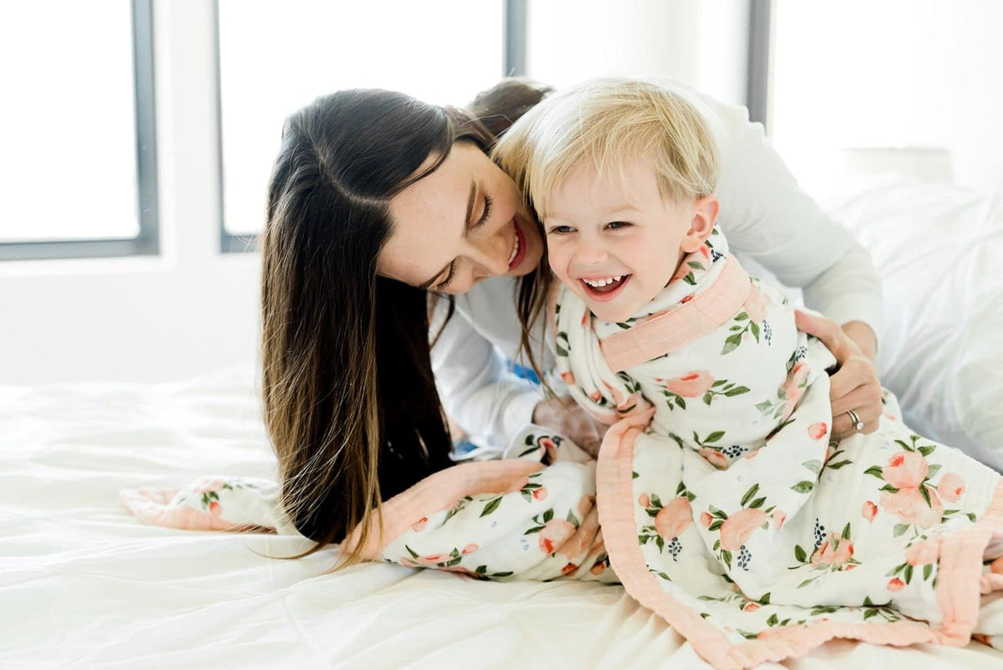 Little Unicorn Premium Quilted Throw | Super Soft, Multi-Layered Muslin XL Blanket| Great for Kids & Families (Watercolor Roses)