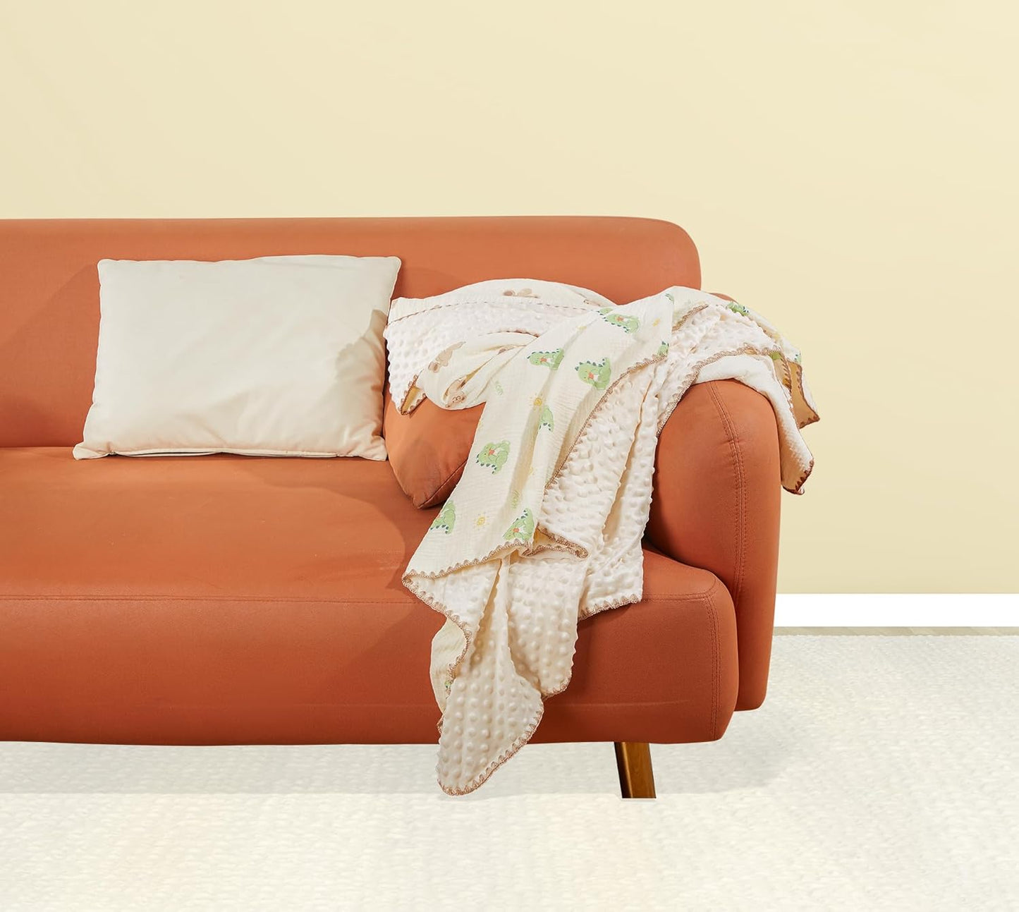 Baby Blanket Double Layer Cotton 40 x 40 Soft Receiving Blanket with Pattern Machine Washable Brown Bear