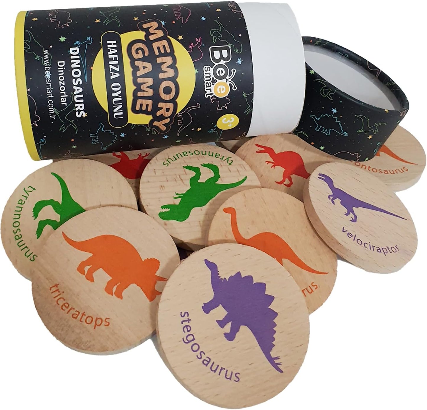 bee smart Wooden Memory Game - Matching Memory Game for Kids 3 and Up, 16Pcs | Educational Toy for Preschool Toddlers Board Games (Dinosaurs)