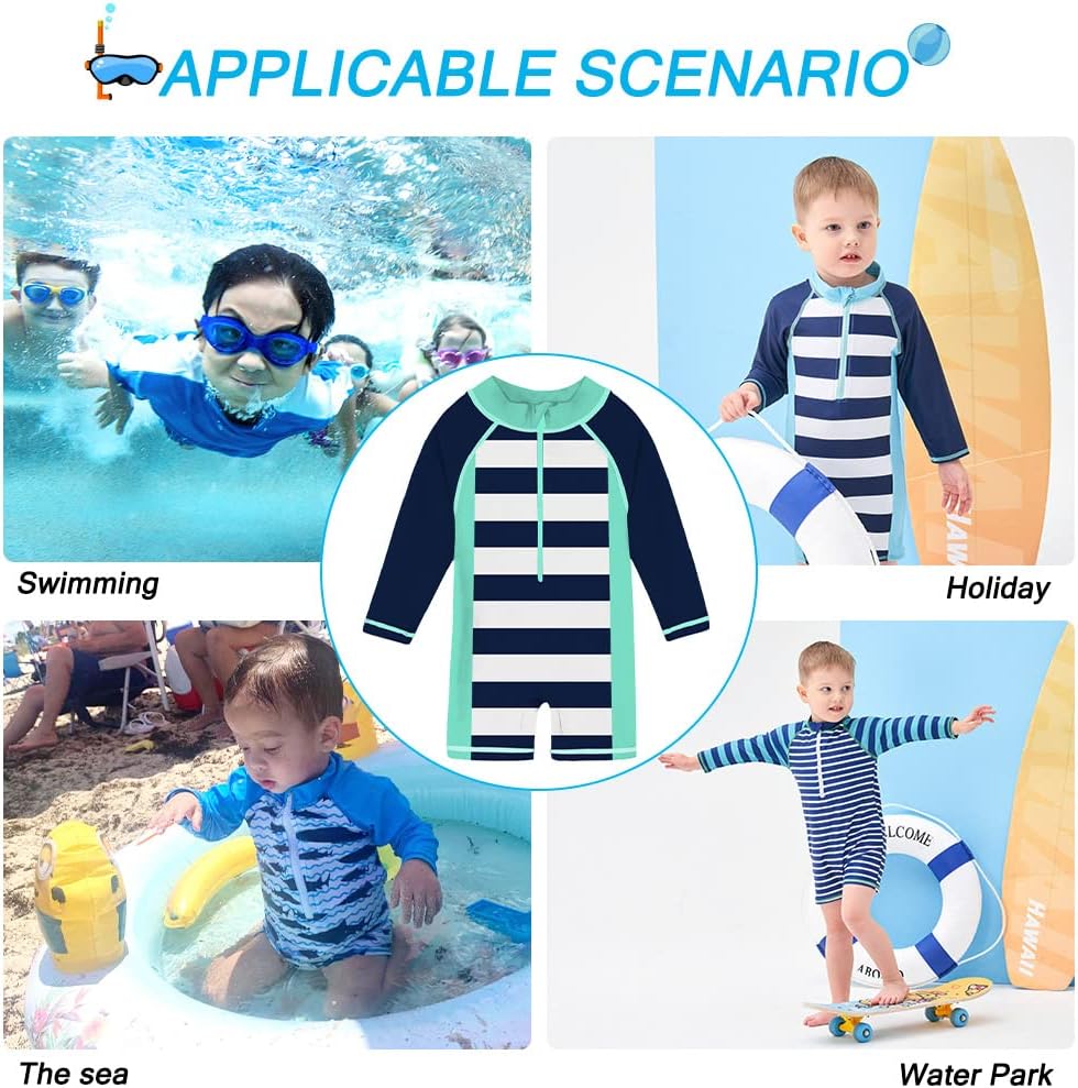 Funnycokid Baby Swimsuit Boy Toddler Bathing Suit Rash Guard UPF 50+ Swimwear 6 Months-4T
