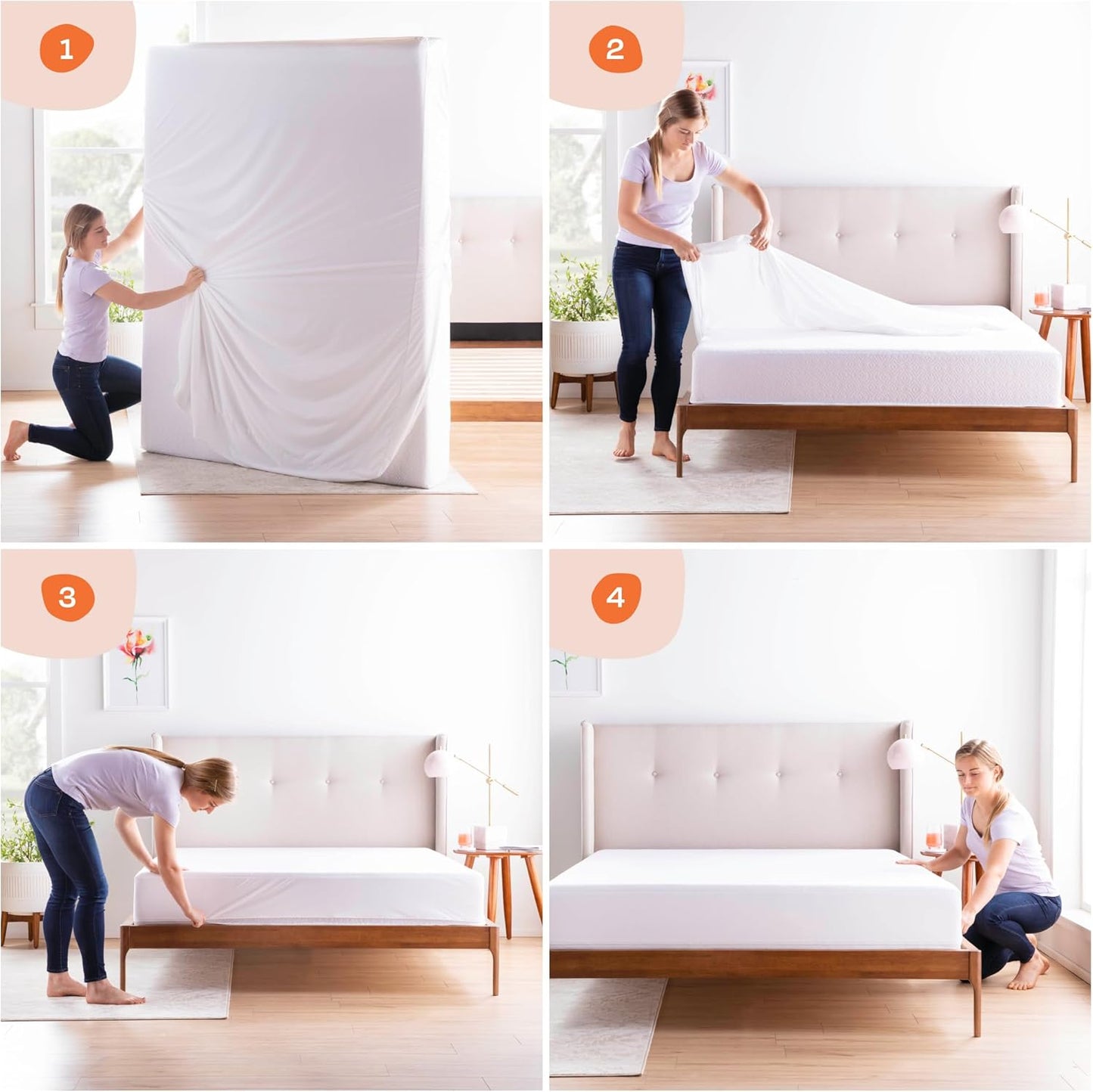 Linenspa Zippered Mattress Encasement – California King Size Waterproof Mattress Protector – Quiet Cover & Complete protection – Dorm Room Essentials, White