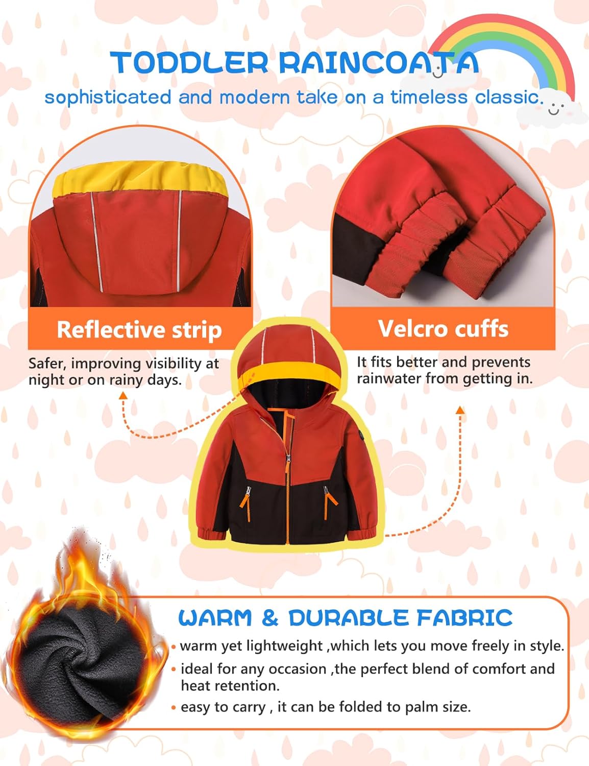 GEMYSE Toddler Boys Jacket Water repellent Baby Kids Windbreaker Jacket Fleece Toddler Coat Spring Fall Outerwear