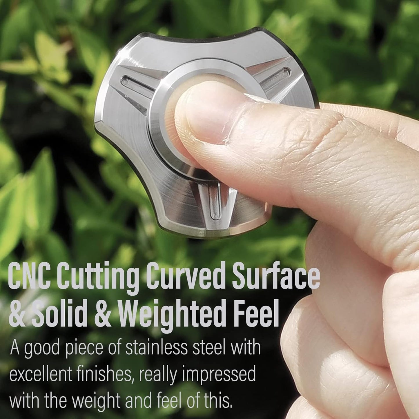 FREELOVE Metal Fidget Spinner, Stainless Steel Heavy, Long Spinning Toys, Cool Silent, Small Mini 4th Fox Figette Spiner for Adults Men Anxiety, Quiet Bearing, CNC Silver