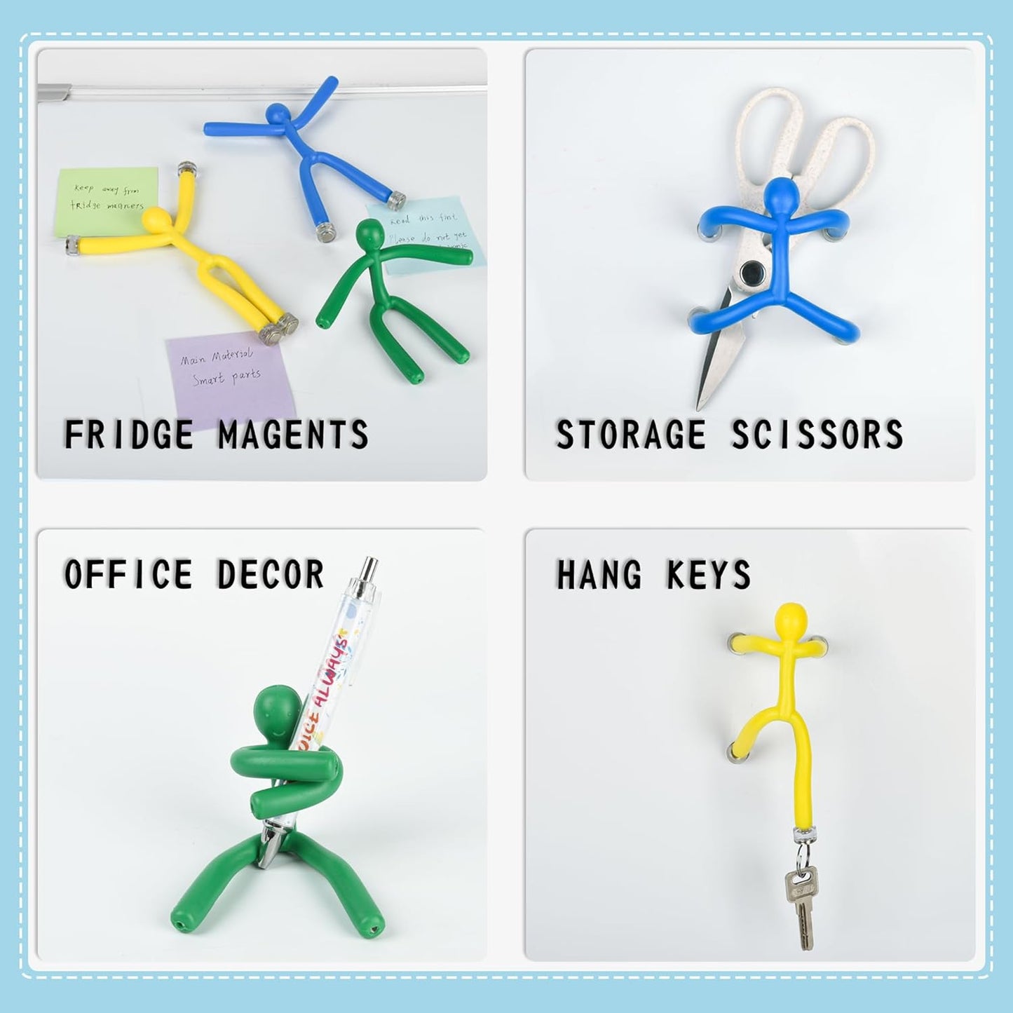 Funny Magnetic Men Toy Sets, Novelty Fidget Toys for Kids Adults, Colorful Shape-Changing Suction Cup Toys, Multipurpose Toys for Stress Relief, Travel, Office Desk, Fridge (Blue)