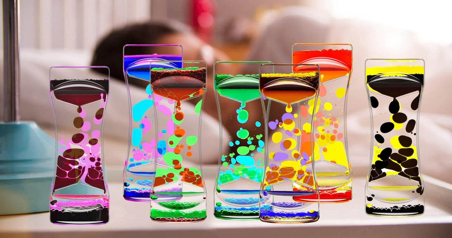 Purple Yellow Liquid Motion Bubbler Timer Set of 1 for Sensory Toys, Drop Oil Water Fidget Liquid Timer for Autism Toys, Relaxing Activity, Home Office Desk Toys, Holiday Stocking Filler