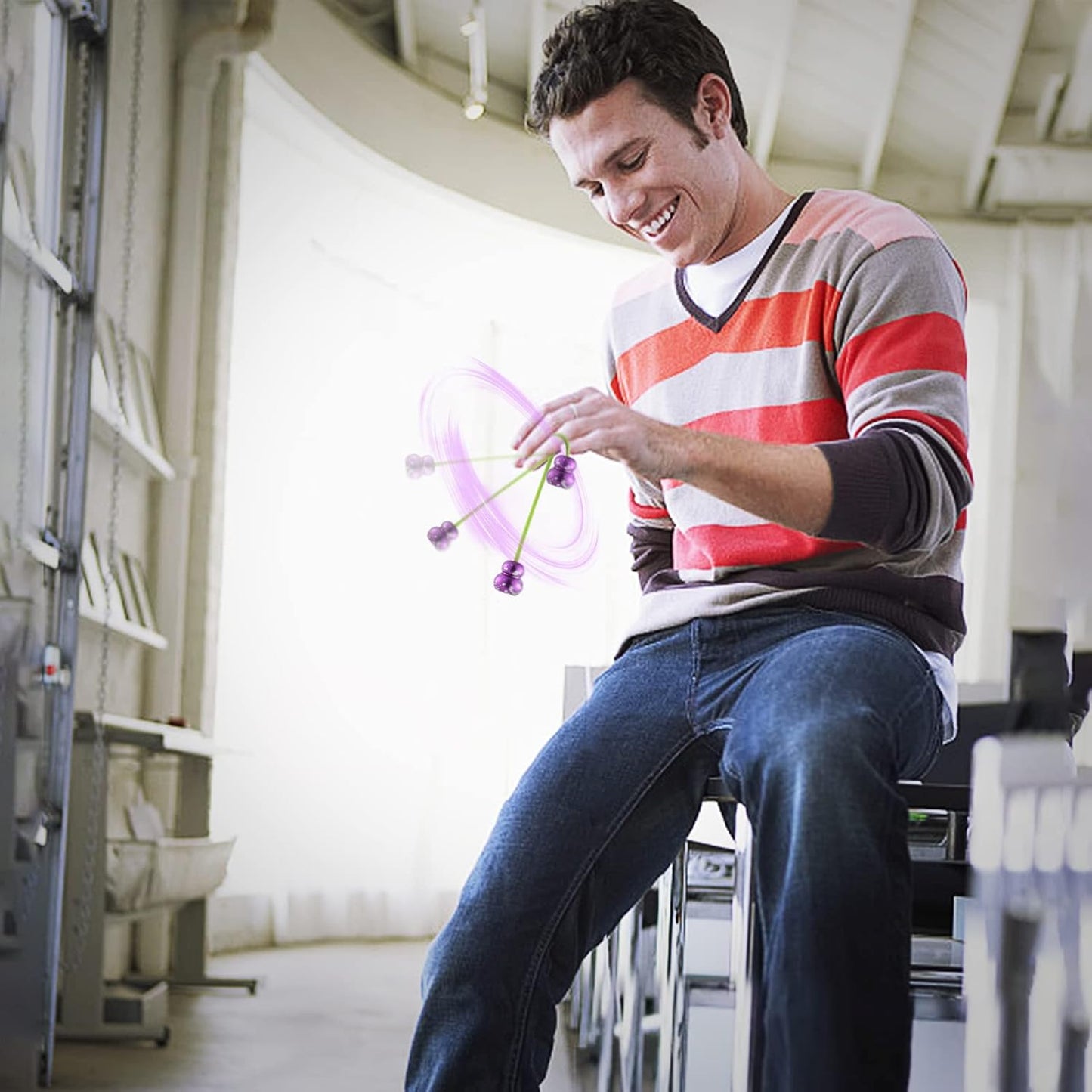 Begleri Fidget Beads - Worry Fidget Beads Spin & Bump - Made of Aluminum Alloy - for Men Women Youngs Skill Players Creates a Bit of Magic for You (Cala-Yellow&Green)