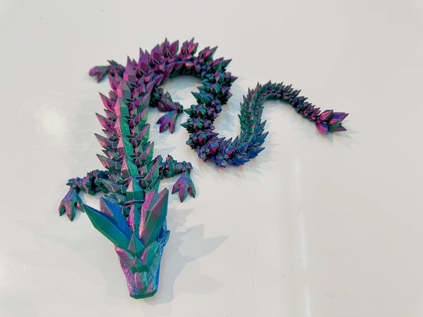 Crystal Dragon - Articulated Flexi Dragon - 3D Printed Gift (Adult, Purple/Blue/Green)
