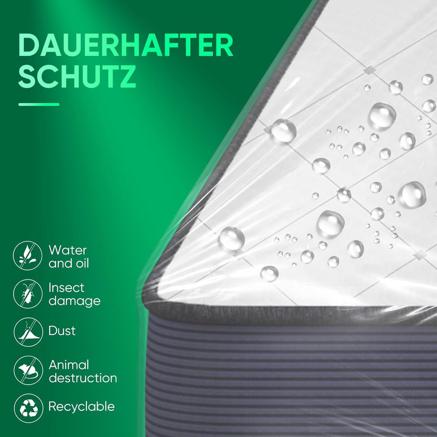 ZCHENBS® – Mattress Bags for Moving and Storage,Mattress Bag with Zippers,5 Mil Ultra-Thick Bed Bag,Waterproof,Anti-Tear,Heavy-Duty Mattress bag (Tansparent/Green, King/California King-(2 Pack))