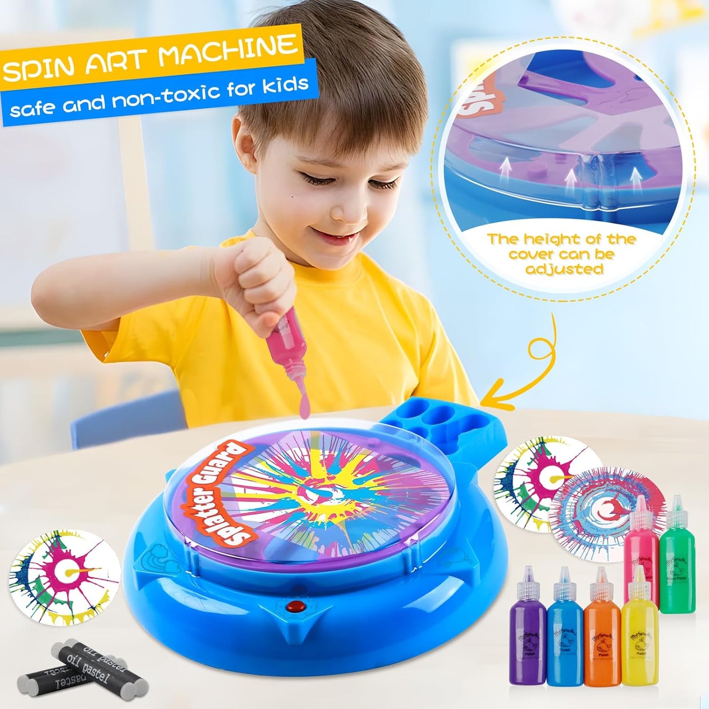 Wings Giant Paint Spin Art Machine Kit for Kids, Paint Spinner with Splatter Guard, Thicker Painting Spinner Arts & Crafts Gifts for Birthday, Toys Kits Set for Boys Girls Ages 6 7 8 9 10