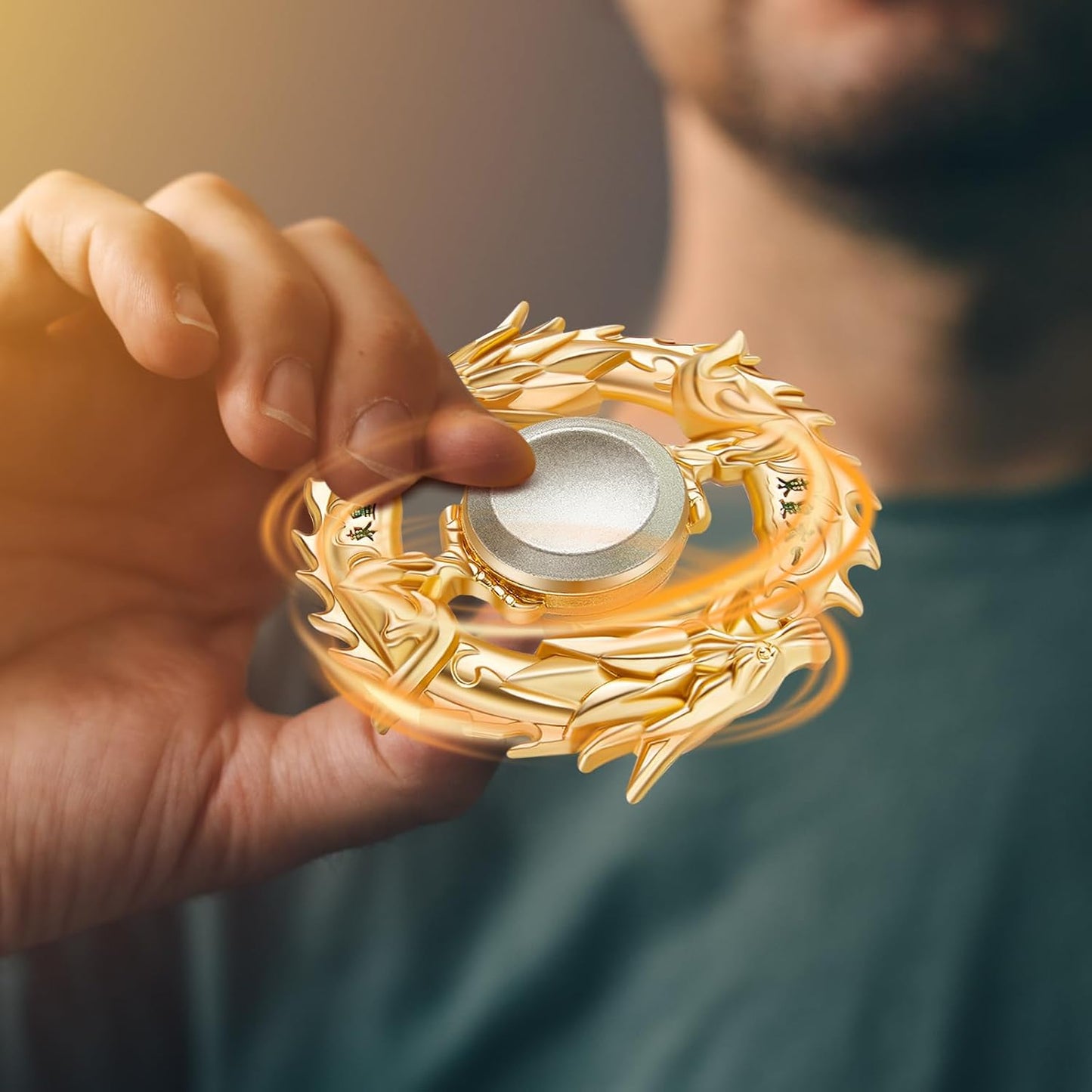 3 Pieces Golden Dragon Finger Spinner Toys Hand Dragon Fingertip Spinner Metal Gold Spinner Anxiety Stress Relief Toy Small Sensory Gadgets for Adults Party Favors