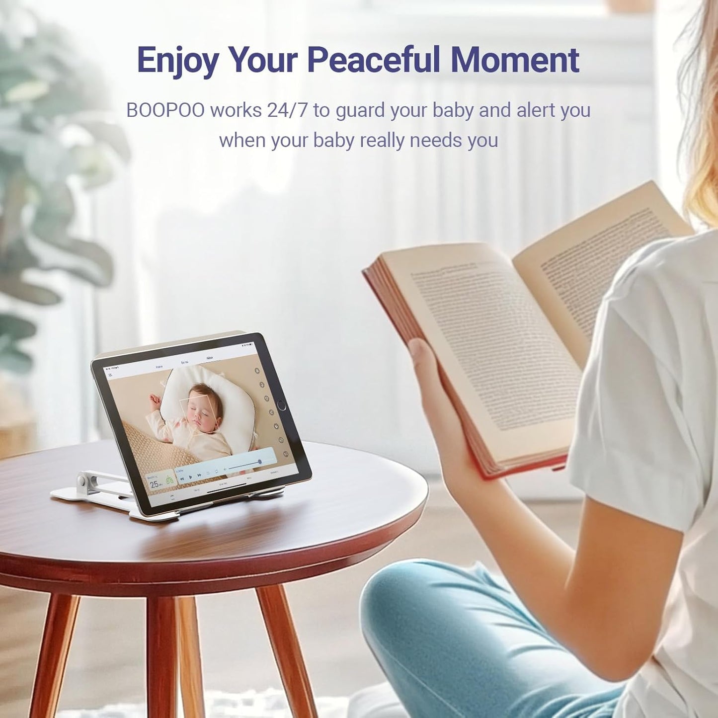 Baby Camera Monitor for AI Solution for Breathing Tracker, 2K HD Baby Monitor with Camera with Audio Video, Night Vision, Smartphone App, 2-Way Audio, Soothing Sound, No Monthly Fee Crib Mount