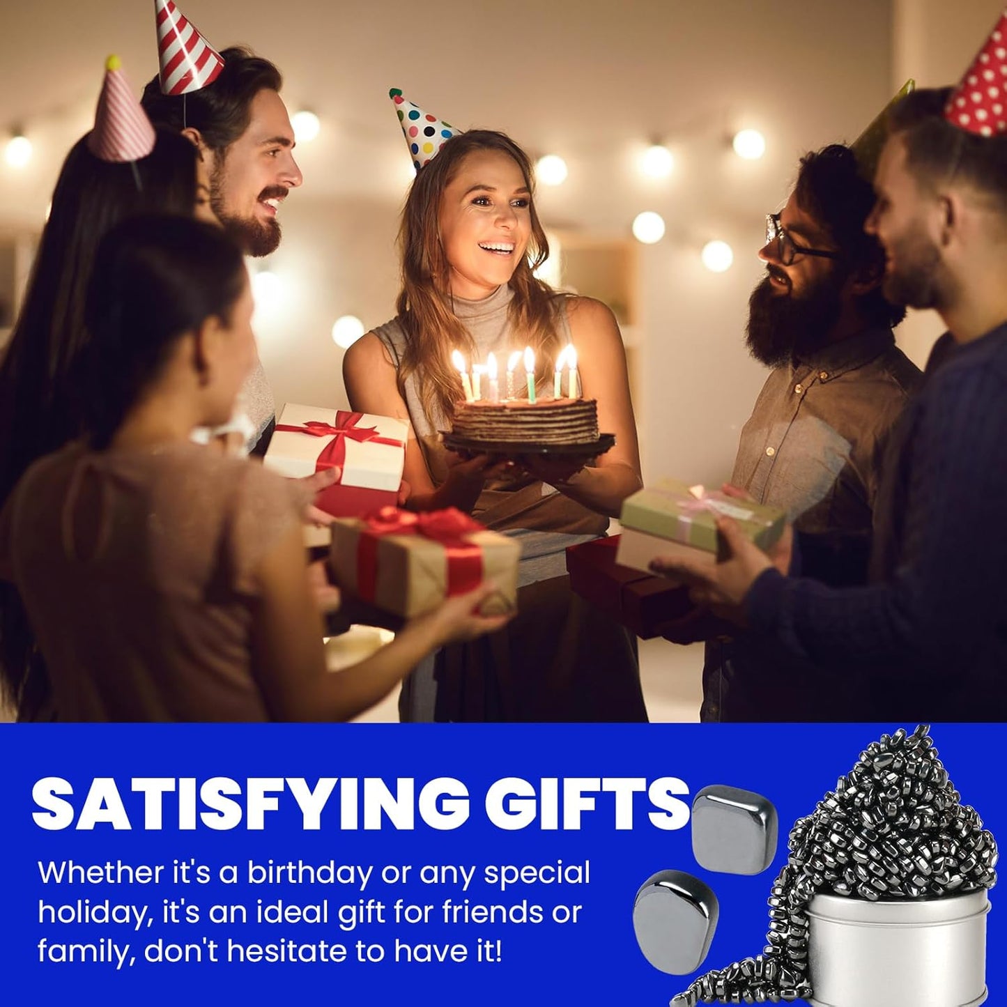 Magnetic Balls Over 600 PCS Mini Magnetic Putty, with 2 Big Smooth Magnetic Beads, Fidget Toys for Adult, Weak Ferrite Putty Desk Toys for Office (Black)