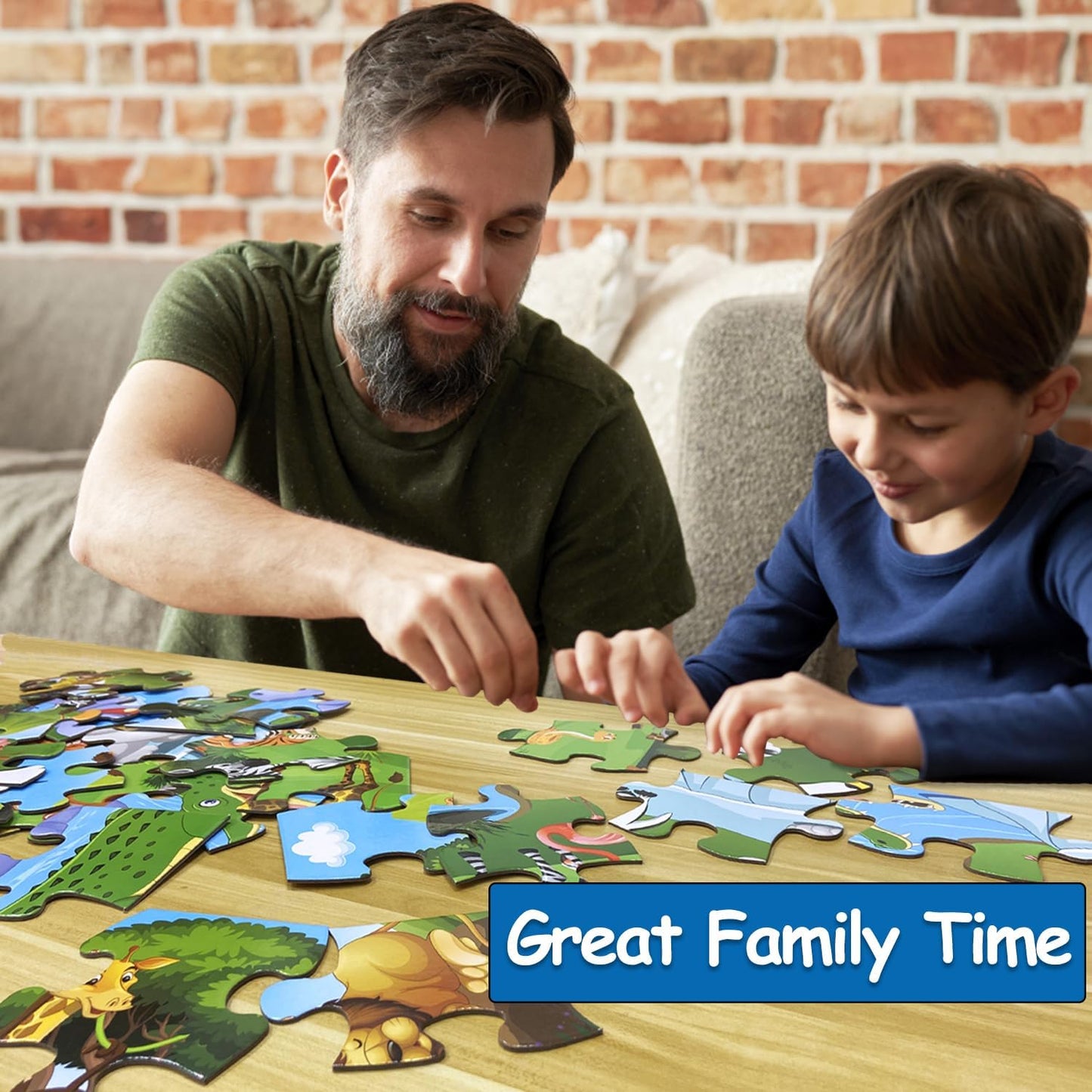 Jumbo Floor Puzzle for Kids, Large Jigsaw Puzzles 35 Piece for Kids Ages 3-5,Preschool Learning & Education Toys, Gifts for 4-8 Year Old Boys and Girls (Grassland Animal)