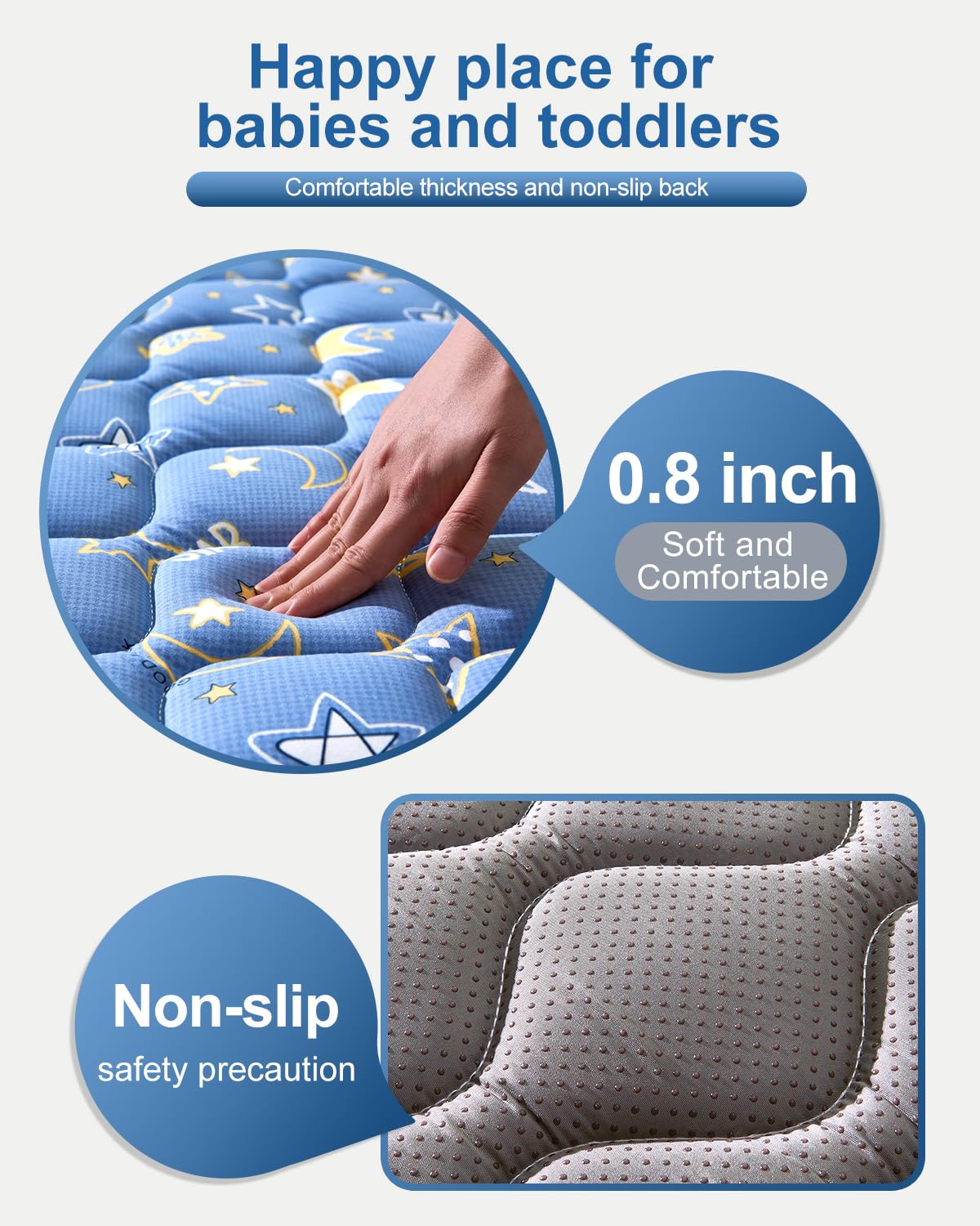 Odorless Premium Foam Baby Play Mat 50" x 50", Soft Microfiber Fabric Crawling Mat for Floor- Comfortable and Hypoallergenic, Non-Slip Cushioned Floor Playpen mat for Infants,Babies,Toddlers