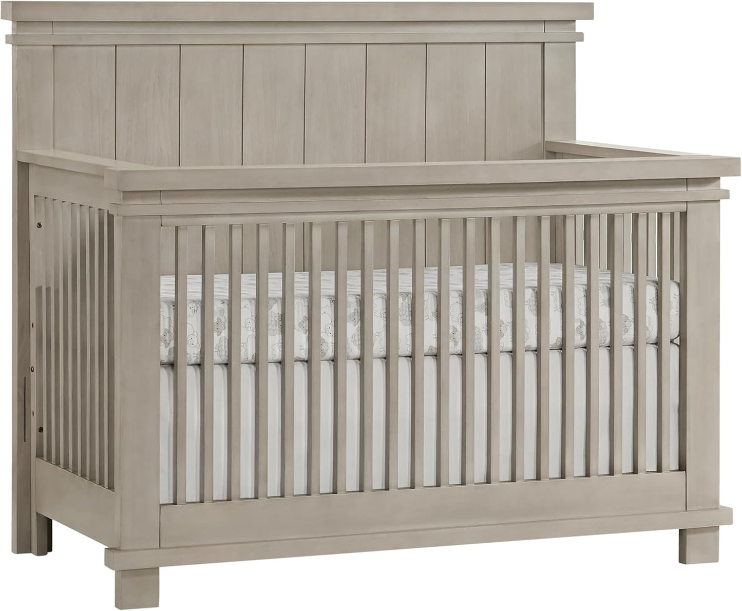 Soho Baby Hampton Premium 4-in-1 Convertible Crib, Flat-Top Headboard, Smooth Stone Wash, GreenGuard Gold Certified