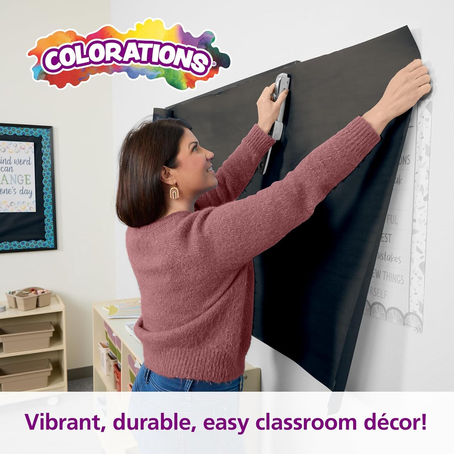 Colorations Dual Surface Paper Roll Classroom Supplies for Arts and Crafts Black (36" x 1000') (Item # DSBK)
