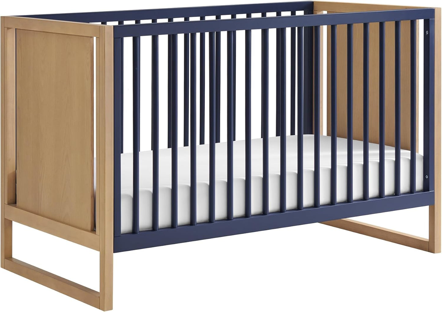 Nurture& The Crib - Baby, Toddler Convertible Crib | Sustainable Non-Toxic Materials | 3 Adjustable Heights - Grows with Your Baby (Modern, Navy)