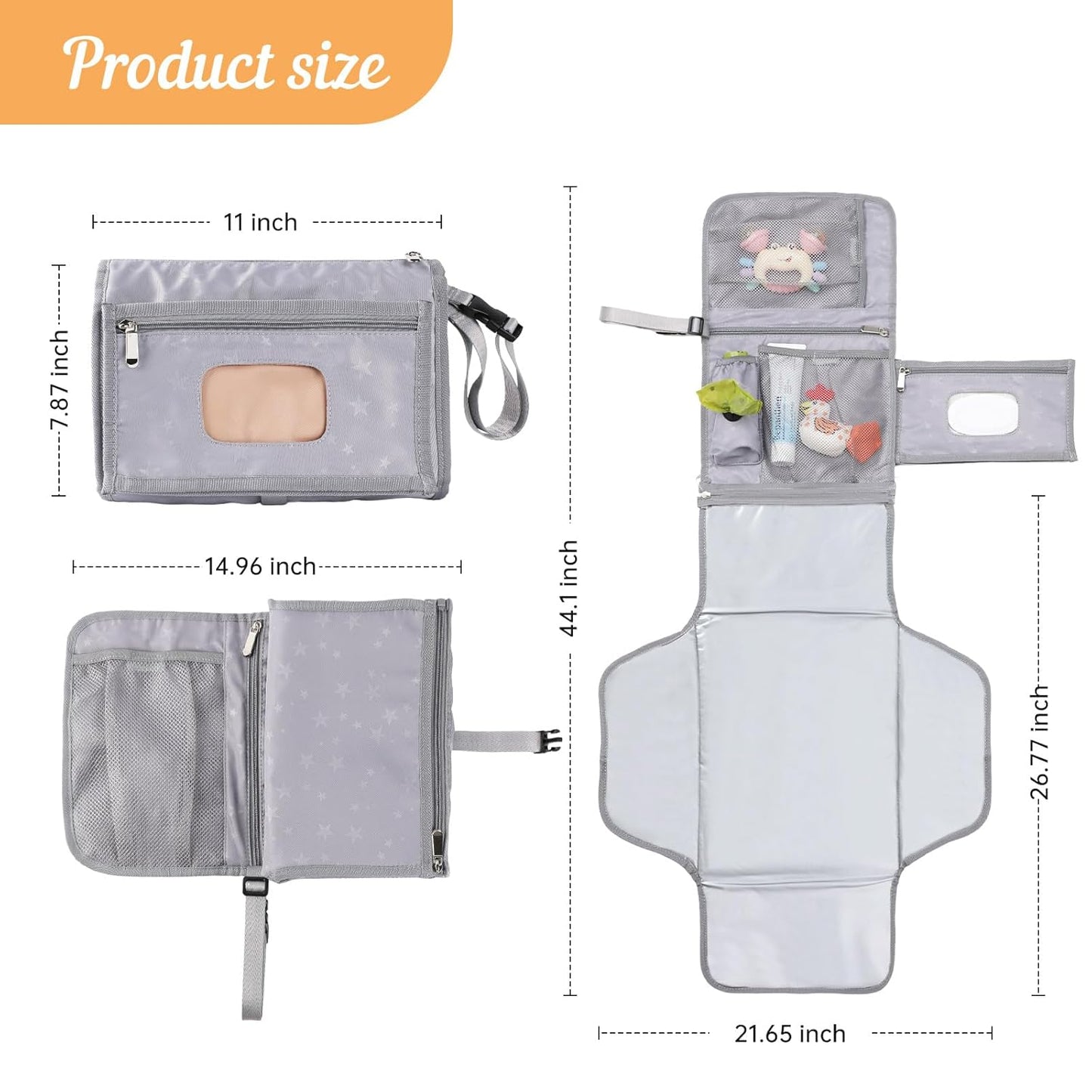 Portable Baby Diaper Changing Pad with Wipe Dispenser and Waste Bag Dispenser Detachable Diaper Changing Travel Bag with Waterproof Changing Mat Well Organized for Changing Kits