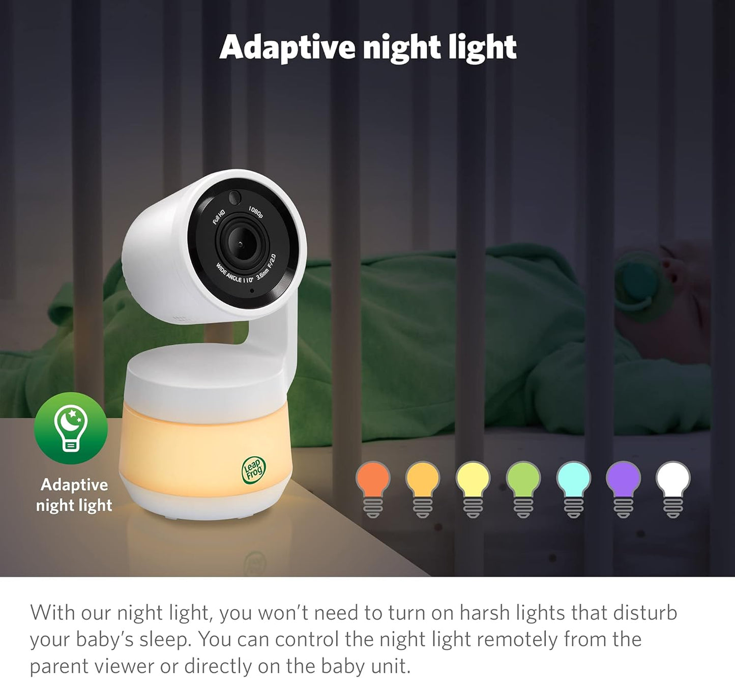 LeapFrog LF930HD Baby Monitor, 7” 720p HD Display,Video Baby Monitor with Camera and Audio, 1080p Smart Remote Access,360° Pan & Tilt,Color Night Light &Vision, Two-Way Intercom