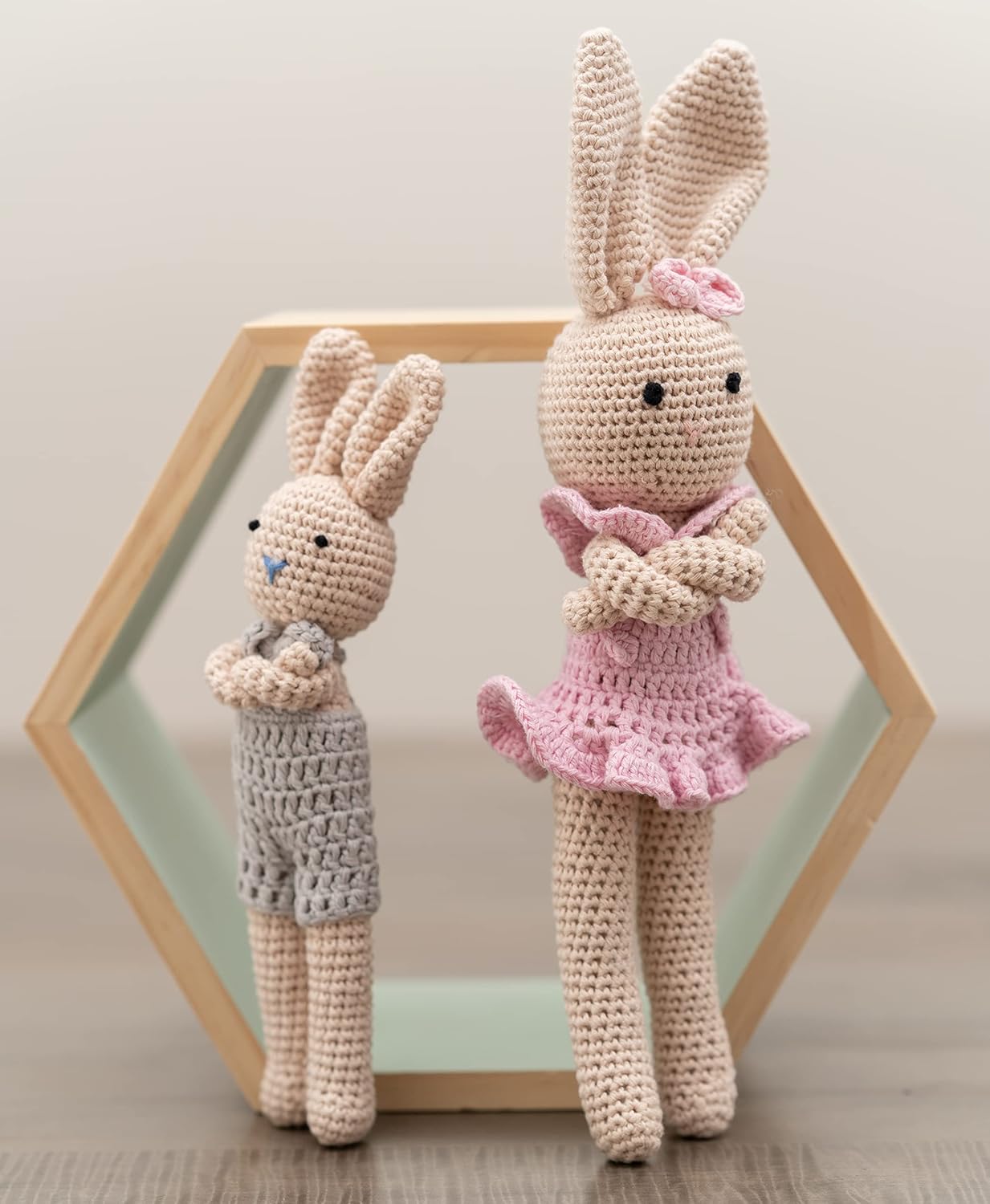 Bunny Family Mom, Handmade Crochet Plushie Doll, Amigurumi, Baby/Toddler Doll