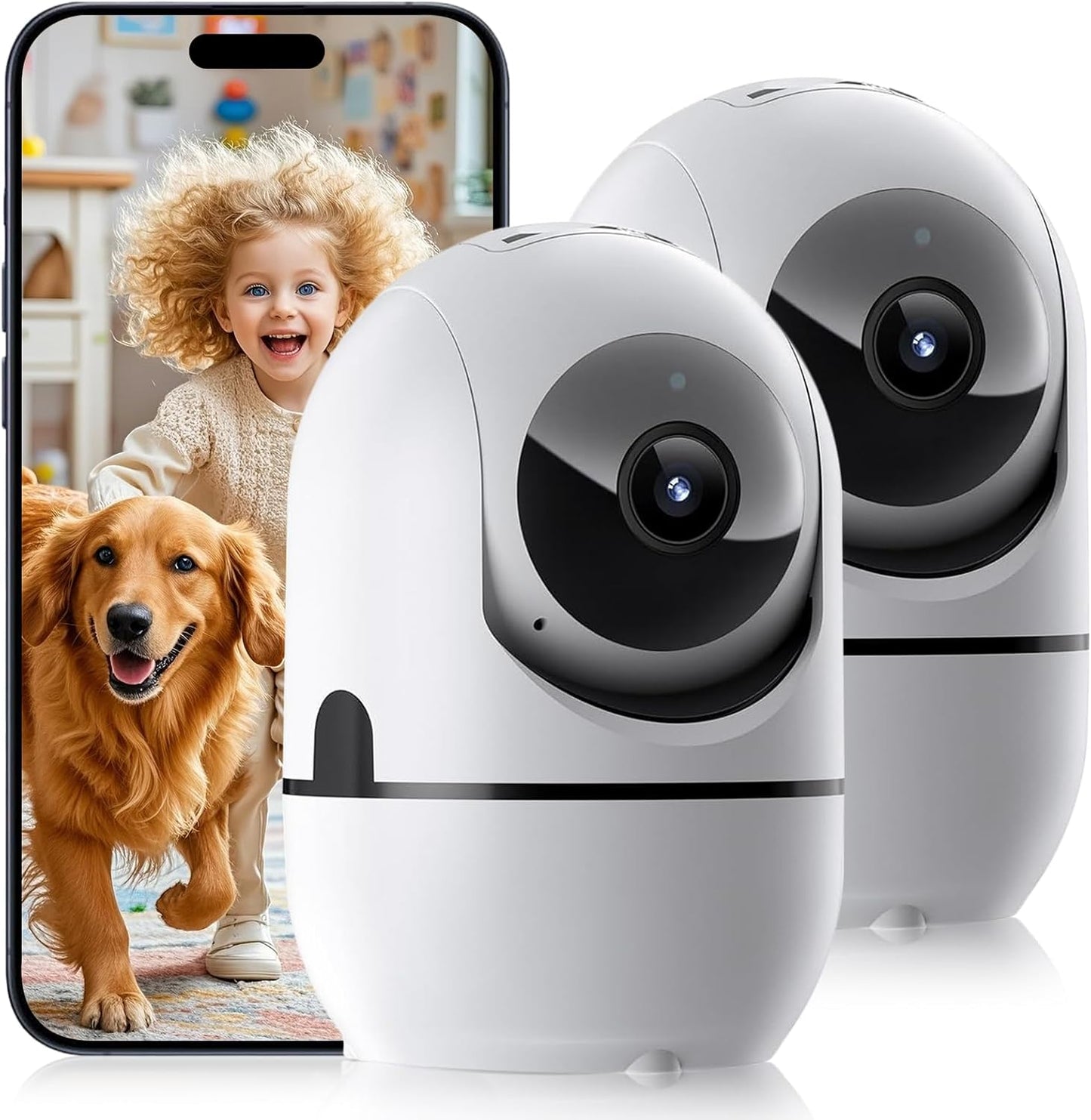 Indoor Security Camera, 5G&2.4G WiFi Security Cameras Indoor for Home Security, Pan/Tilt Baby Monitor/Dog/Pet Camera with Phone App Motion Sensor & Night Vision. TF/CloudStorage (2Pack)