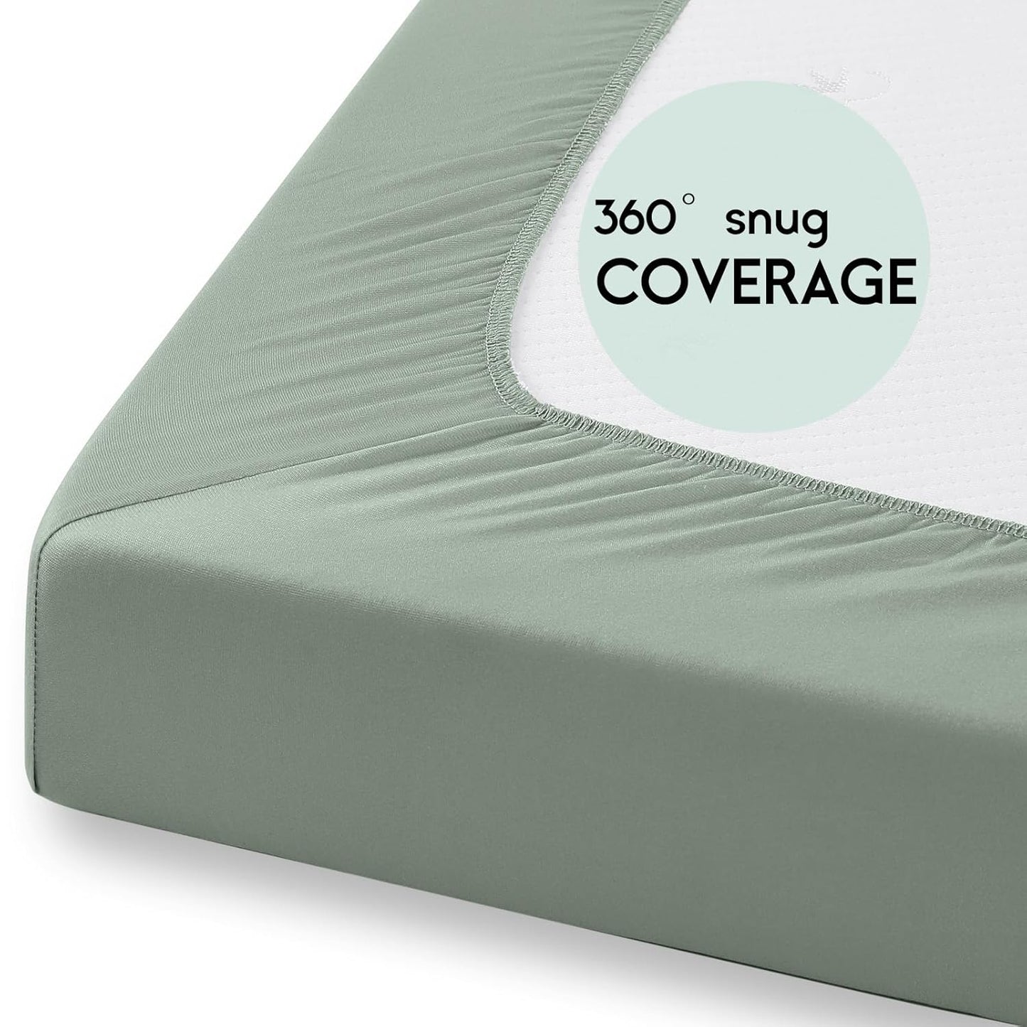 Yoofoss Pack and Play Sheets Fitted, Mini Crib Sheets 2-Pack for Pack N Play Mattress, Stretchy Playard Sheet, Soft and Breathable (Apricot-Green)