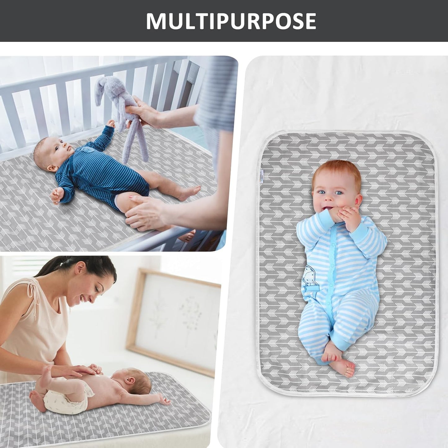 Baby Diaper Changing Pad, 21 5/8" x 31.5" Waterproof Changing Pad Liners - Reusable Soft and Absorbent Portable Changing Mat(Arrows1PCS)