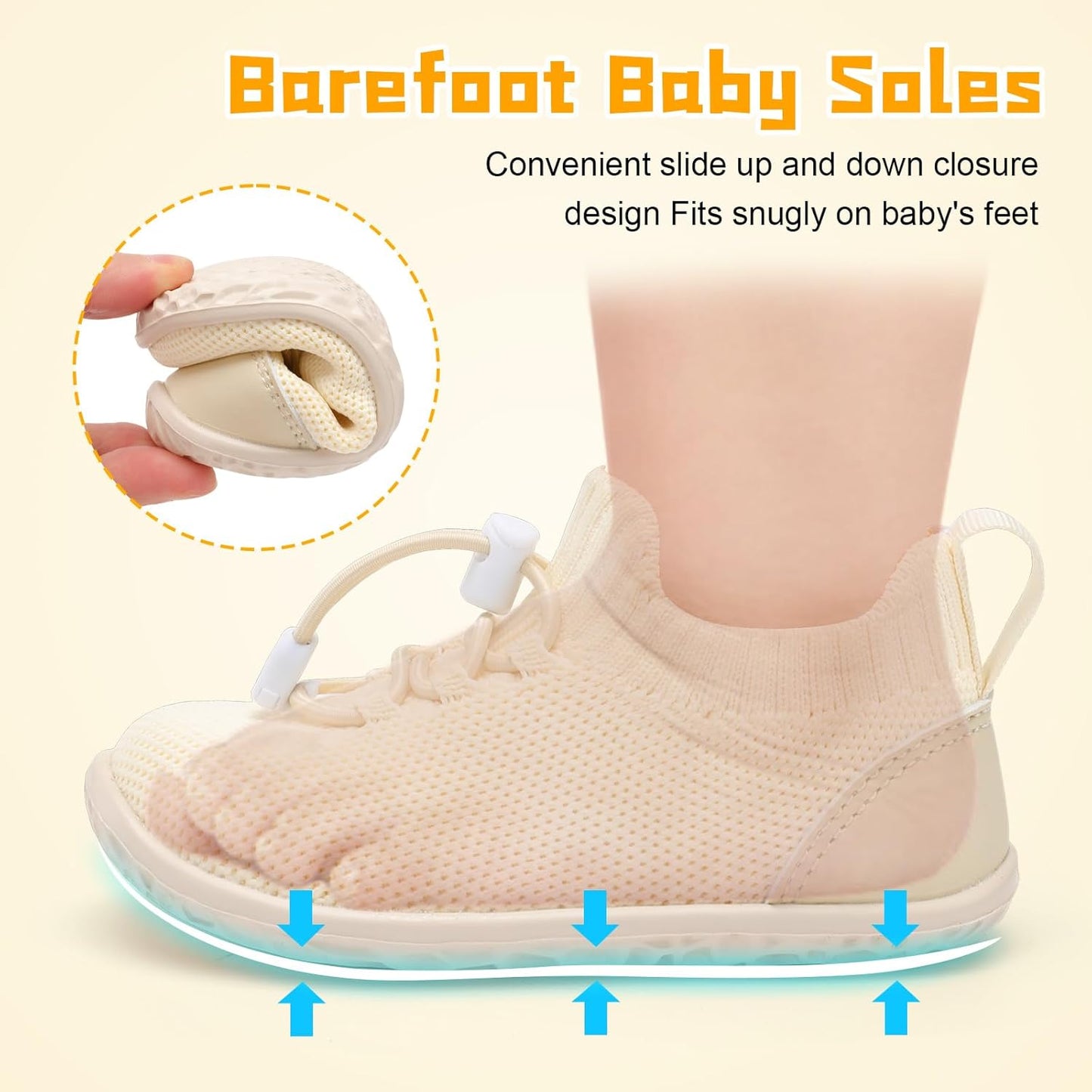 FEETCITY Baby Shoes Boys Girls First Walking Shoes Lightweight Infant Sneakers Slip On Shoe