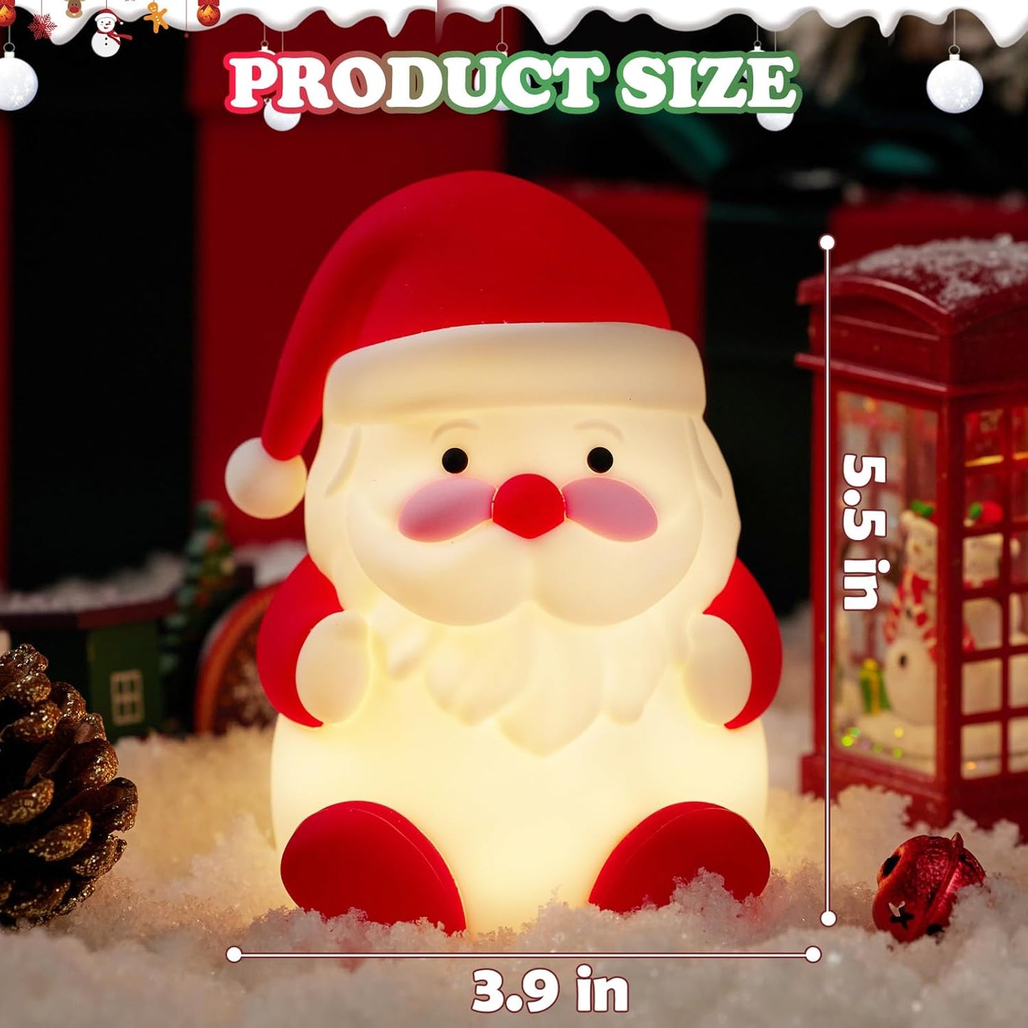 Rechargeable LED Christmas Gift Night Light - 3 Level Dimmable Touch Lamp for Nursery and Kids Room Decor - Perfect Sleep Aid and Gift