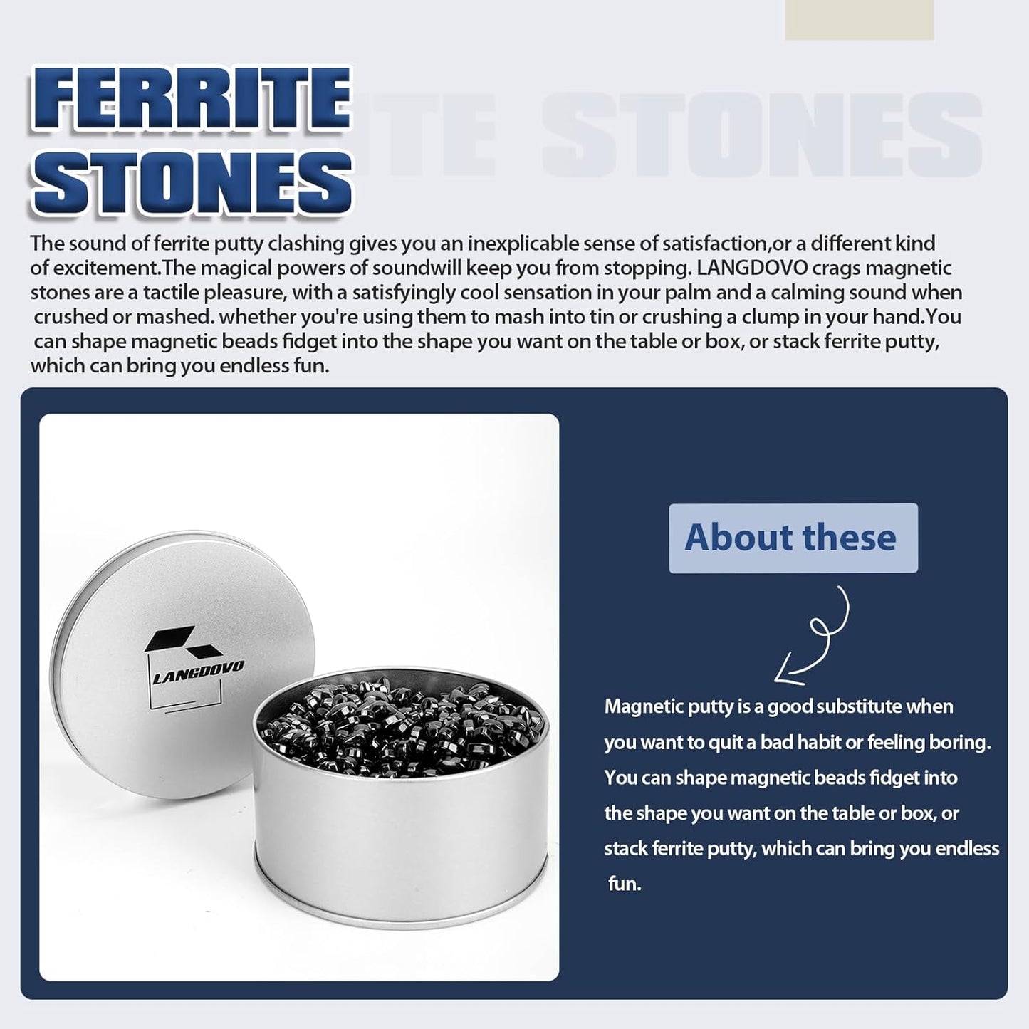 Magnetic Putty Over 600 Weak Magnetic Beads Fidget Ferrite Putty Crags Magnetic Stones Fun Quiet Magnetic Balls Fidget Toys for Office and Desk (Black)