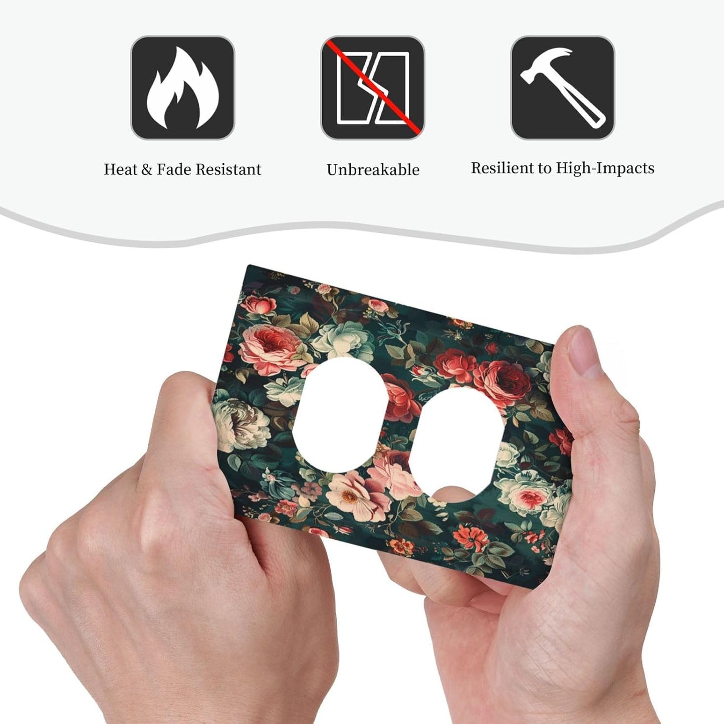 Outlet Covers Baroque Vintage Peony Flower Floral 1 Gang Duplex Wall Plate Decorative Switch Plates Electrical Receptacle Faceplate Light Switch Cover for Bedroom Farmhouse Decor