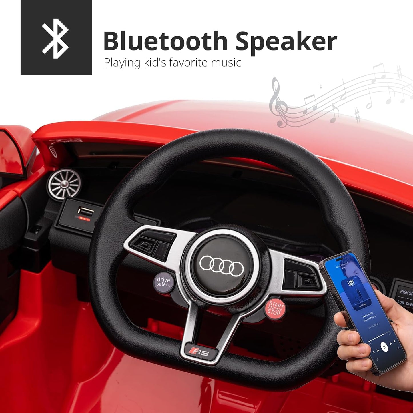 Licensed Audi Electric Kids Car, 12V Kids Ride-on Toy Car for Toddlers w/Remote - Red