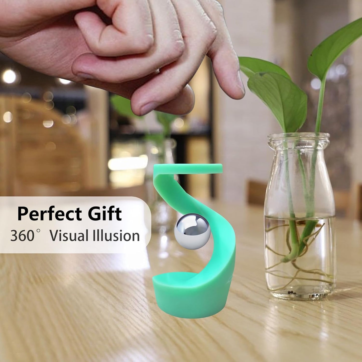 Kinetic Spinning Desk Toys,Rotating Left and Right,with a Unique Visual Illusion,Keep Focus,Relieve Stress,Executive Desk Toy Gifts for Adult Teen Children-Blue