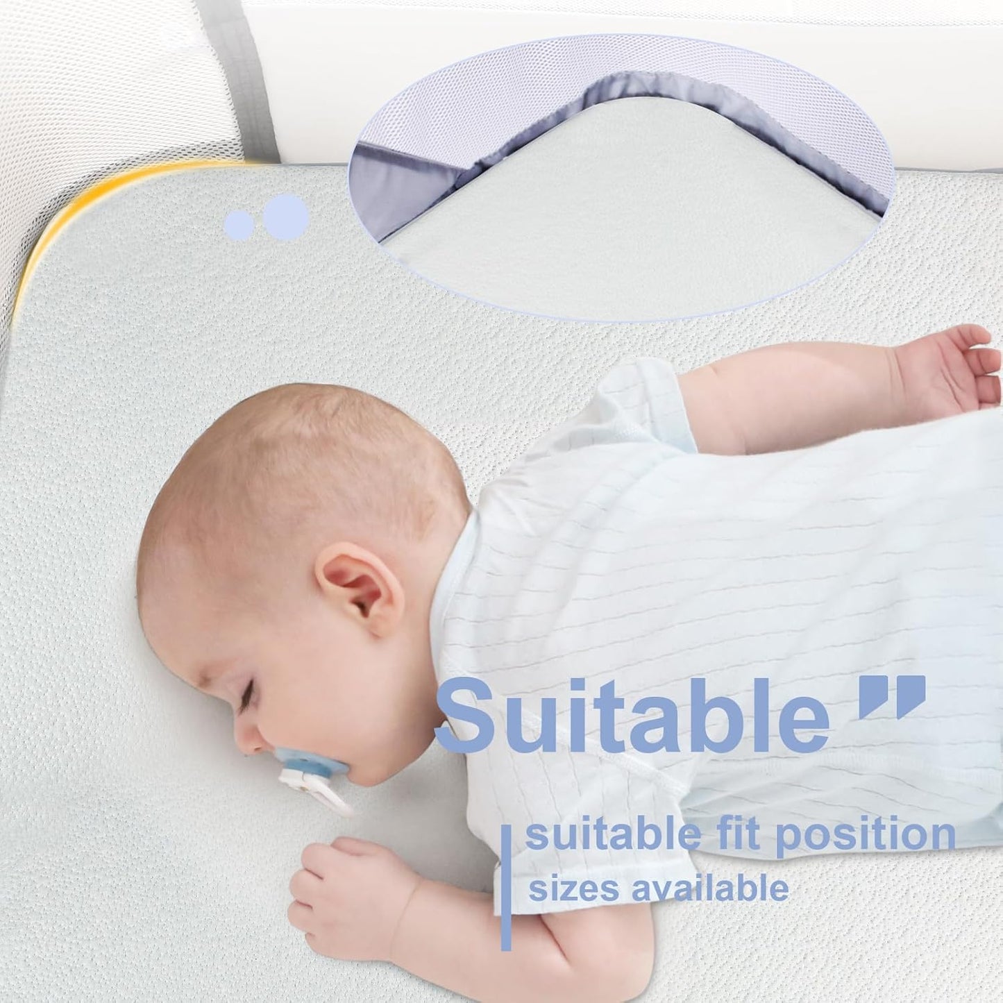 NeoBorn Baby Bassinet Mattress Pad, 35" x 20" Dual Sided Comfort Gel Memory Foam Mattress with Removable Breathable Soft Tencel Cover Fit for ANGELBLISS/AMKE/Bellababy/Yamesmile Baby Bassinet